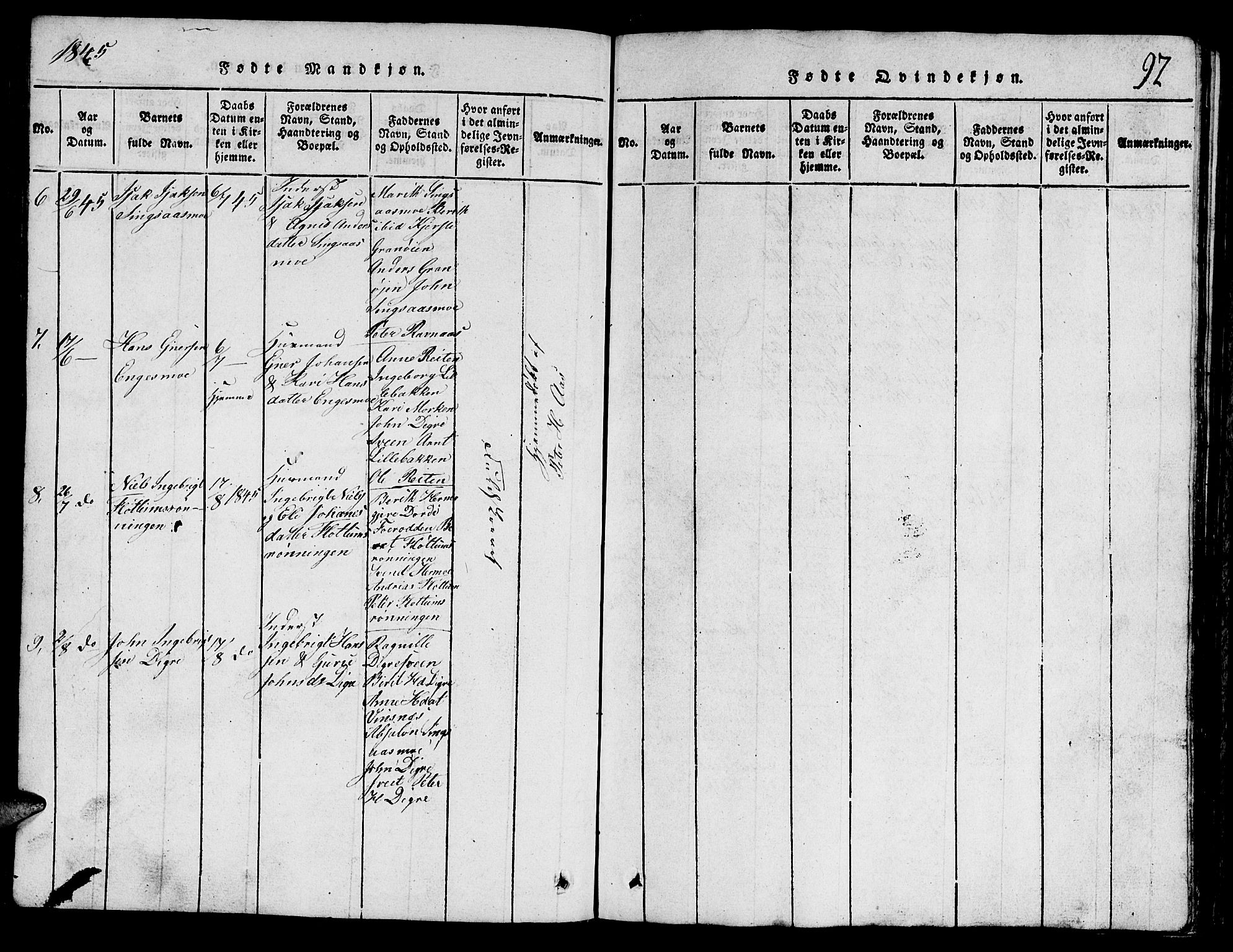 Ministerialprotokoller, klokkerbøker og fødselsregistre - Sør-Trøndelag, SAT/A-1456/688/L1026: Parish register (copy) no. 688C01, 1817-1860, p. 92