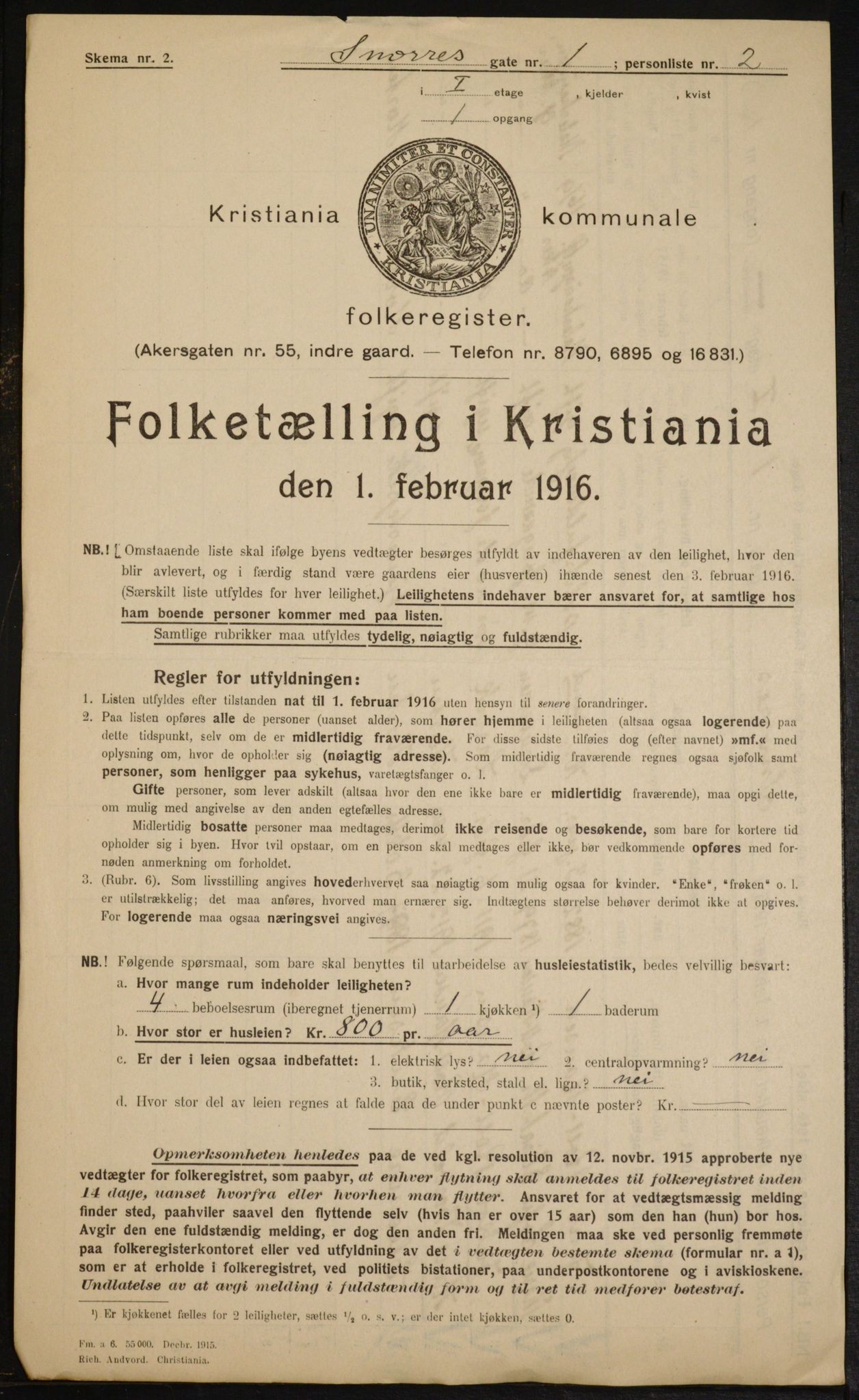 OBA, Municipal Census 1916 for Kristiania, 1916, p. 100585