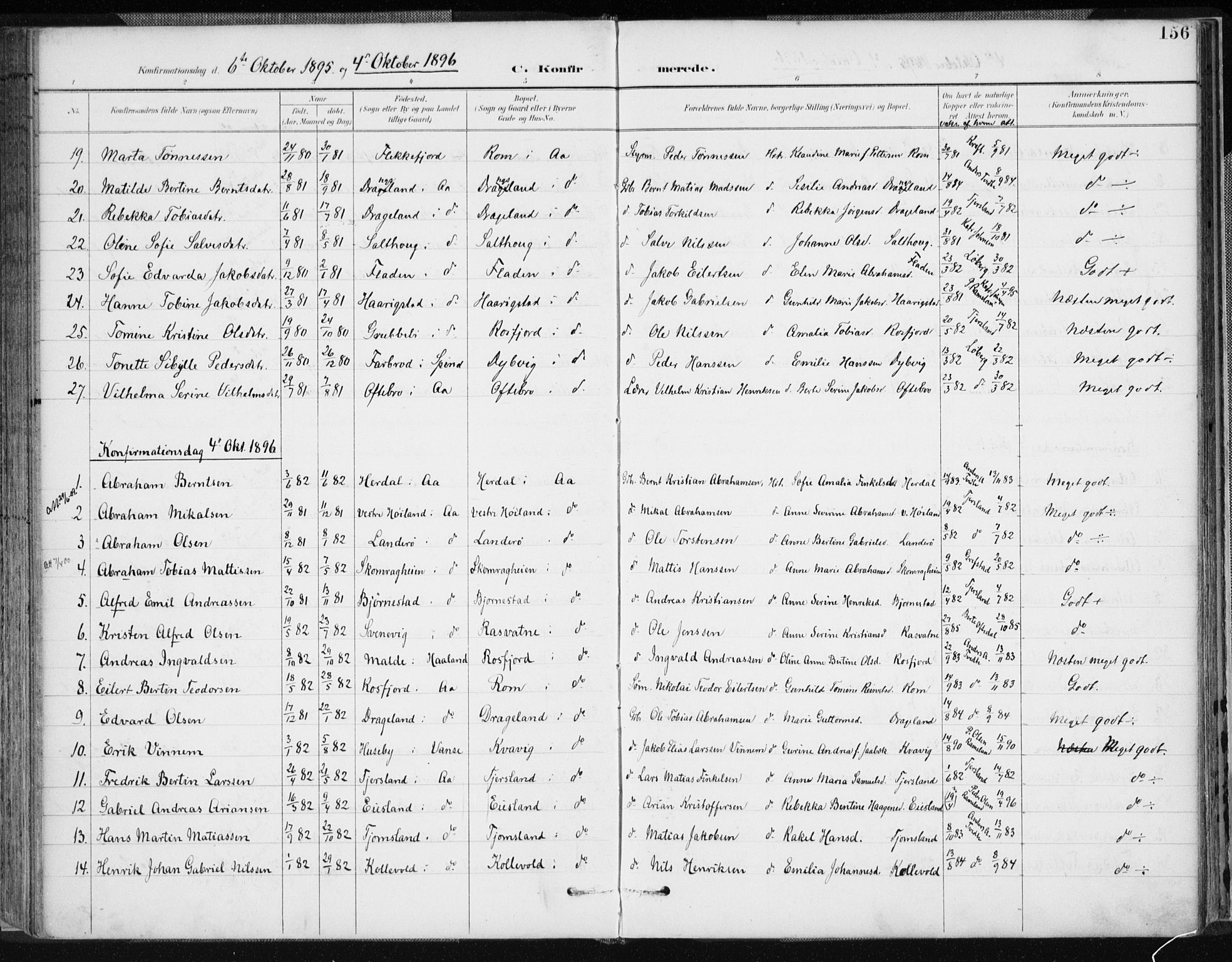 Lyngdal sokneprestkontor, AV/SAK-1111-0029/F/Fa/Fac/L0012: Parish register (official) no. A 12, 1894-1918, p. 156