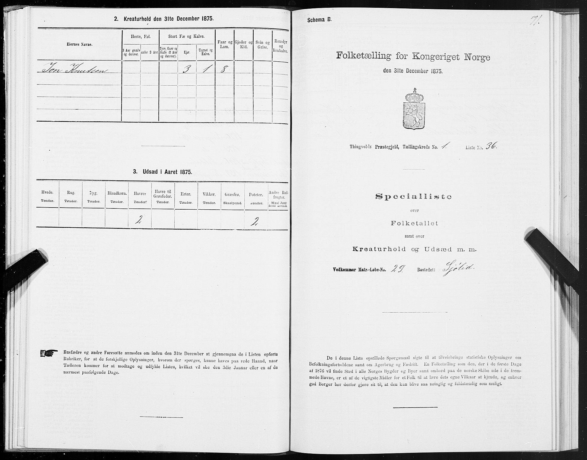 SAT, 1875 census for 1560P Tingvoll, 1875, p. 1071