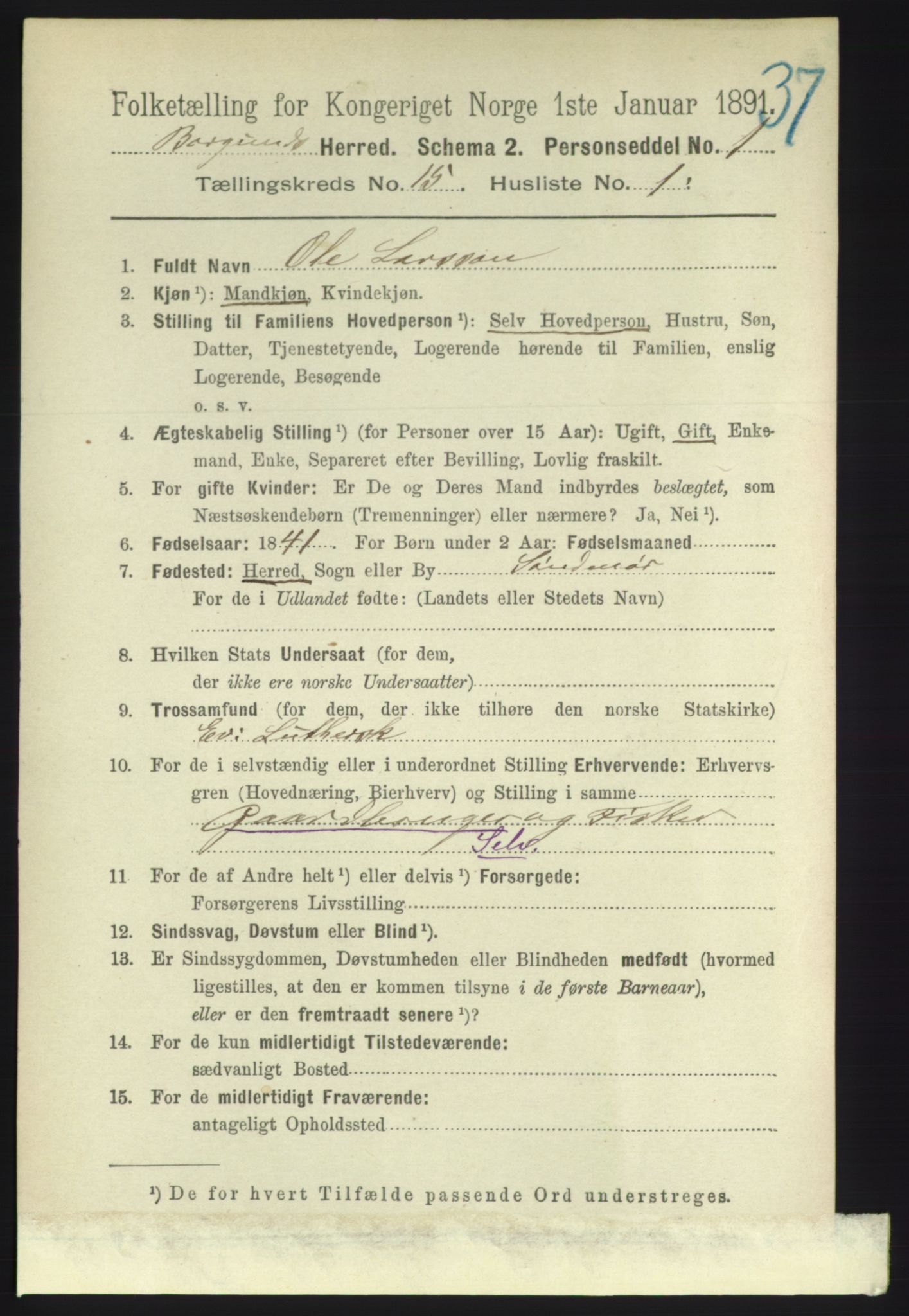 RA, 1891 census for 1531 Borgund, 1891, p. 4478