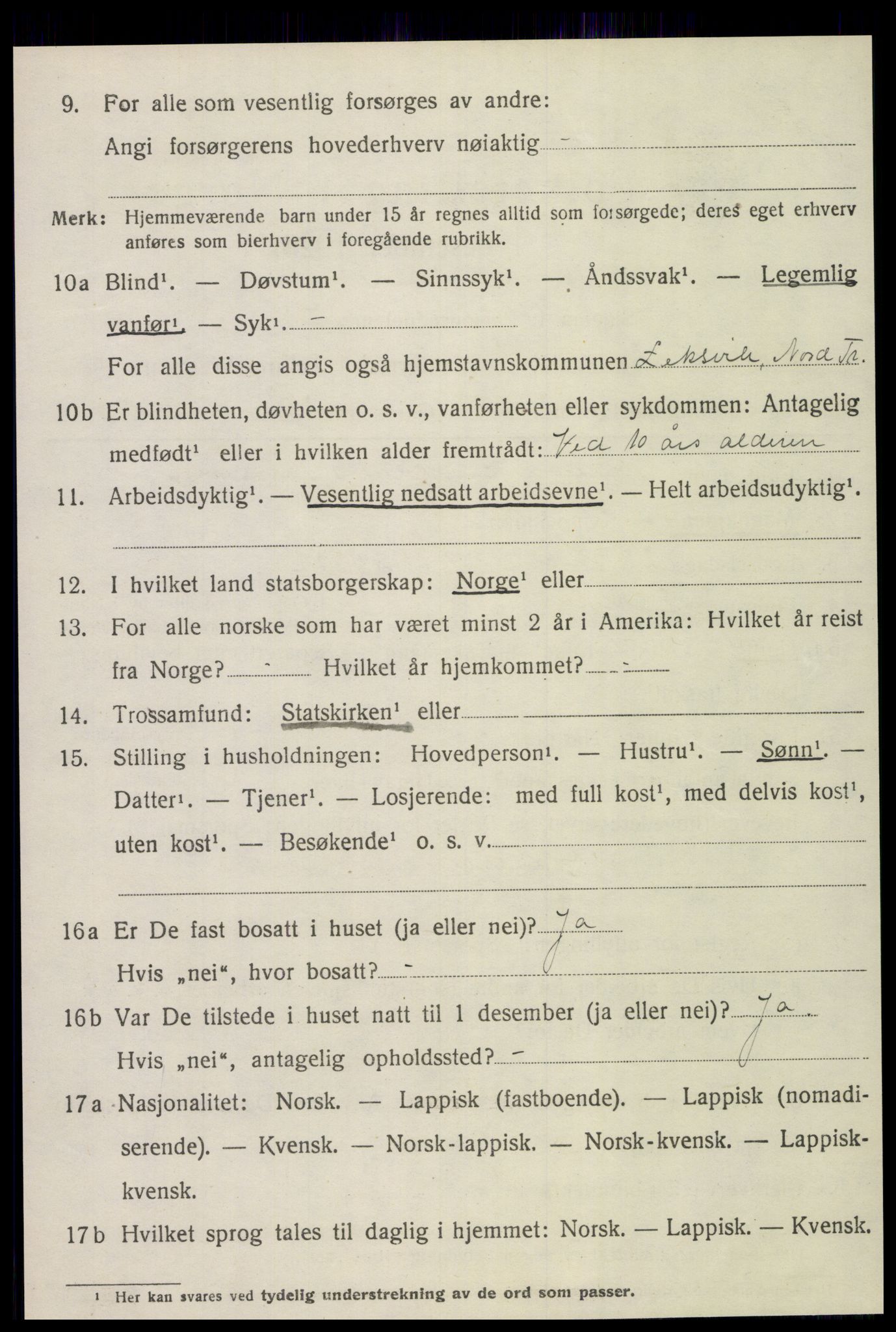 SAT, 1920 census for Leksvik, 1920, p. 3159