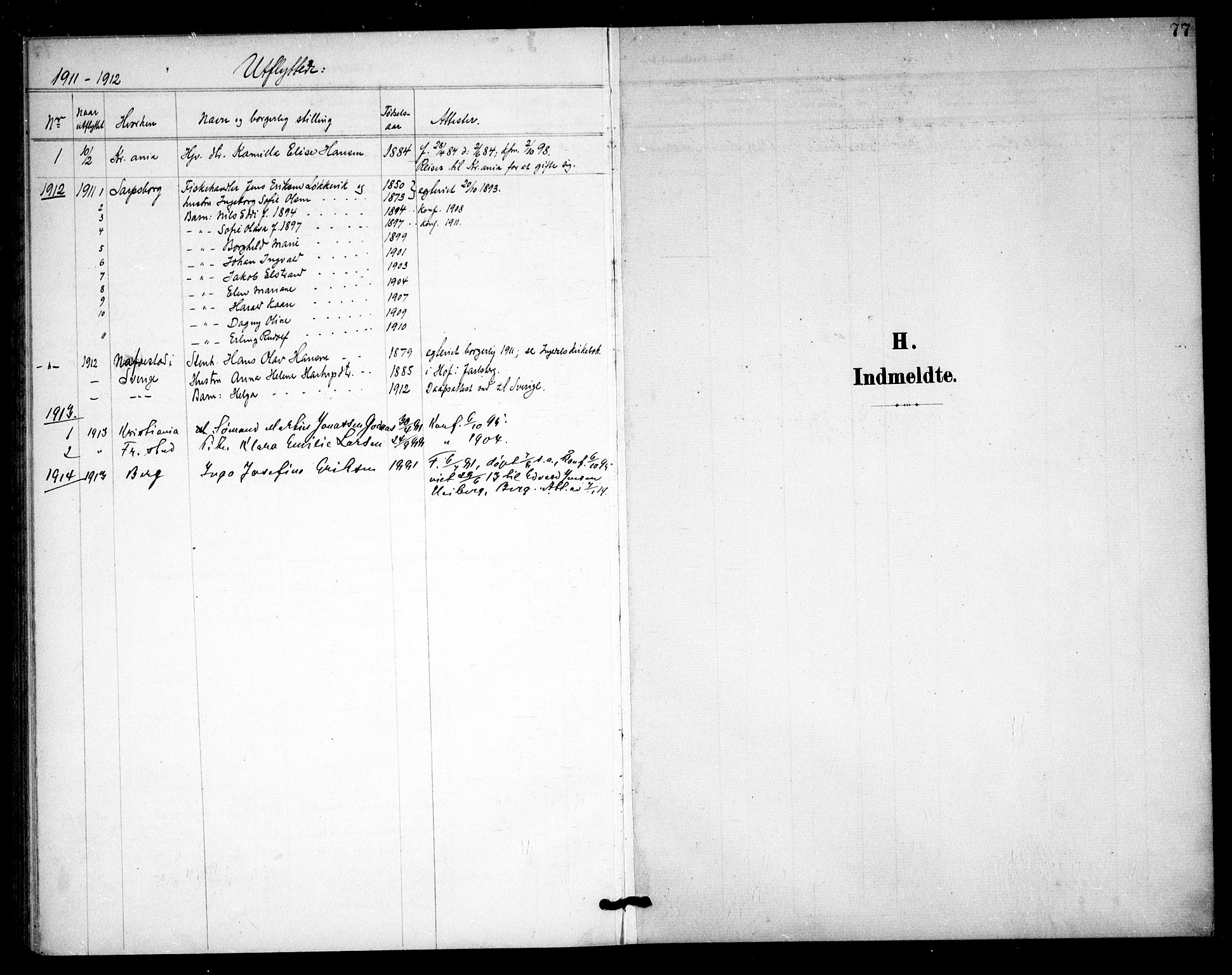 Skjeberg prestekontor Kirkebøker, SAO/A-10923/F/Fc/L0002: Parish register (official) no. III 2, 1898-1915, p. 77