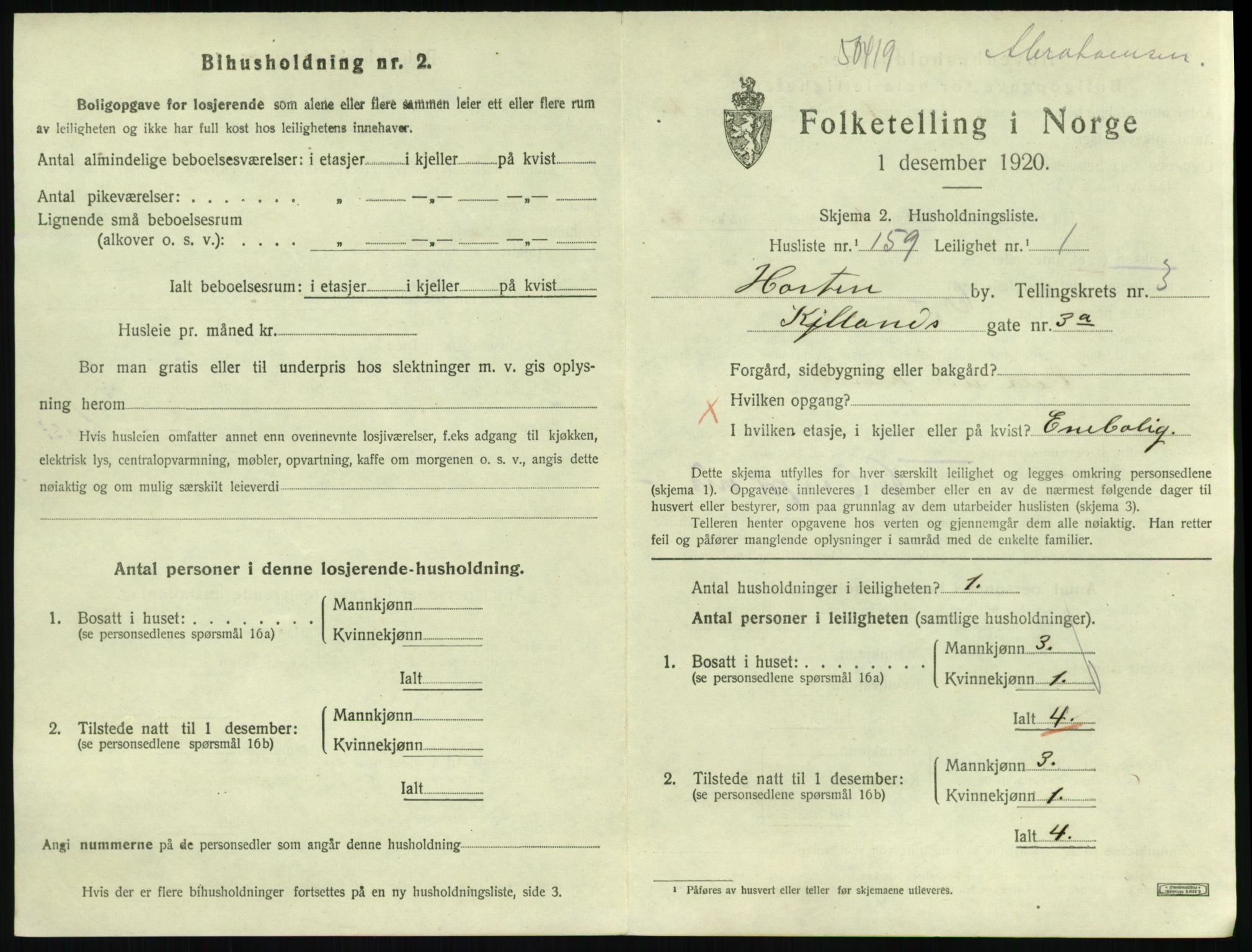 SAKO, 1920 census for Horten, 1920, p. 4649