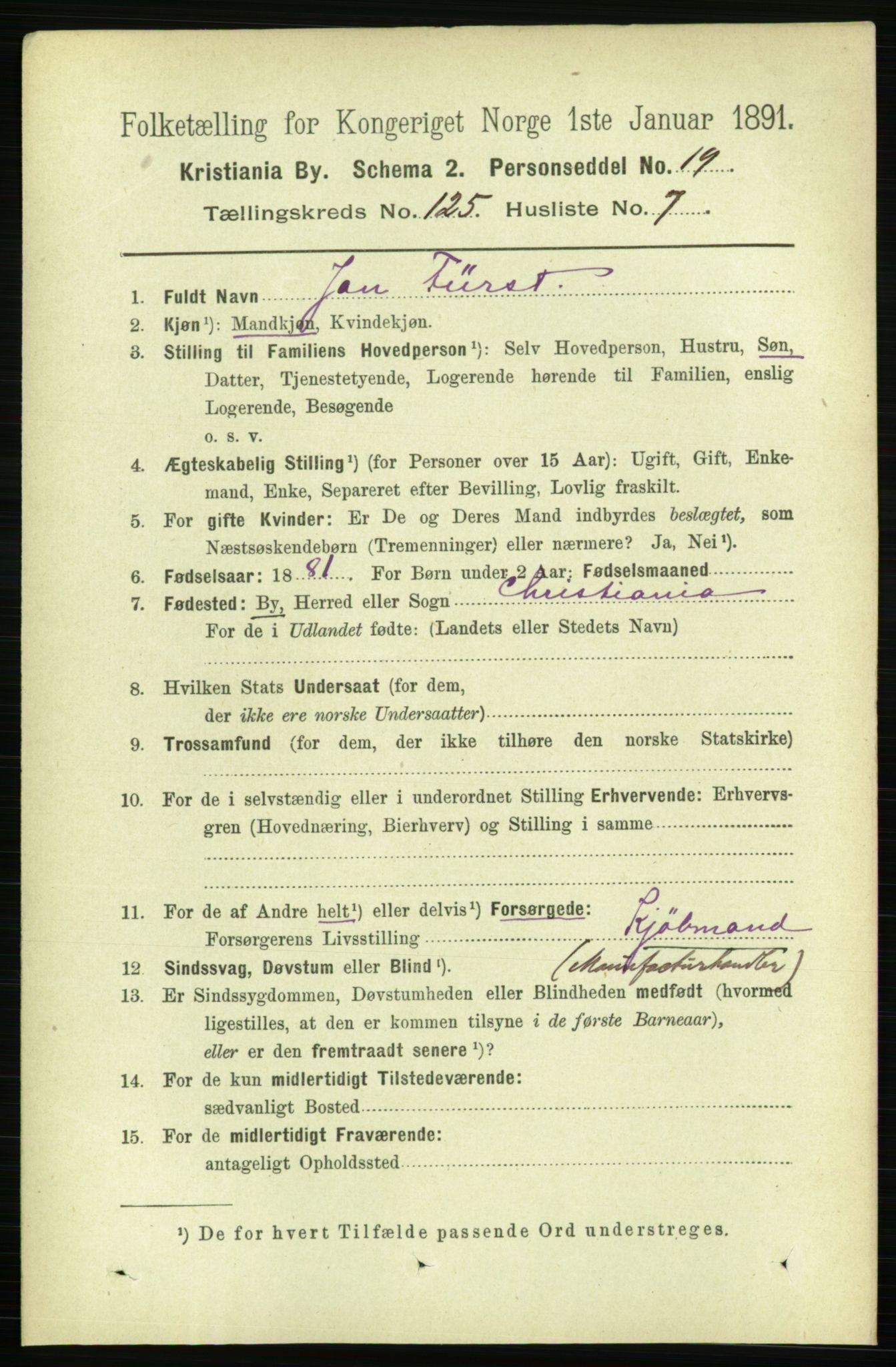 RA, 1891 census for 0301 Kristiania, 1891, p. 66949