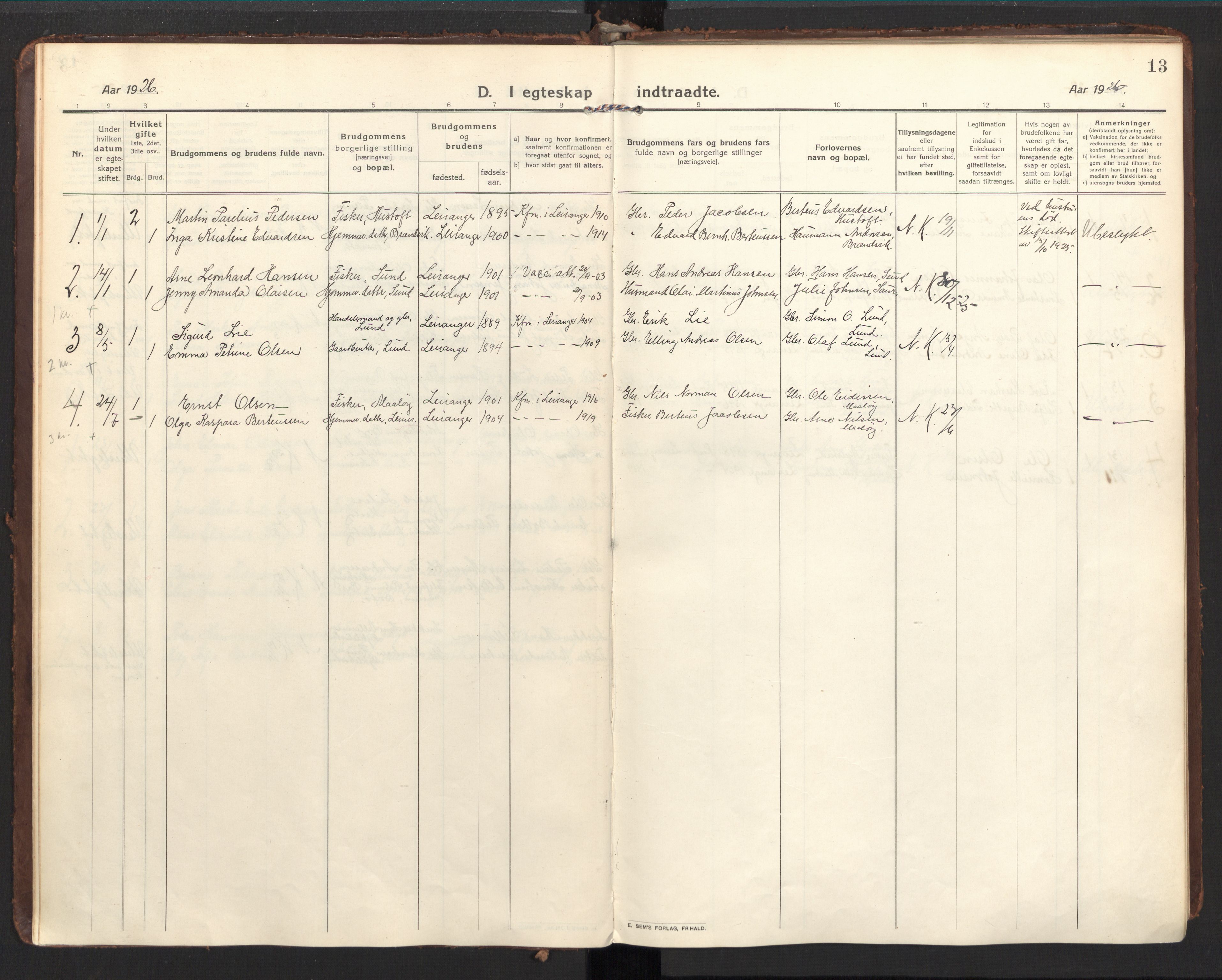 Ministerialprotokoller, klokkerbøker og fødselsregistre - Nordland, AV/SAT-A-1459/857/L0825: Parish register (official) no. 857A05, 1917-1946, p. 13