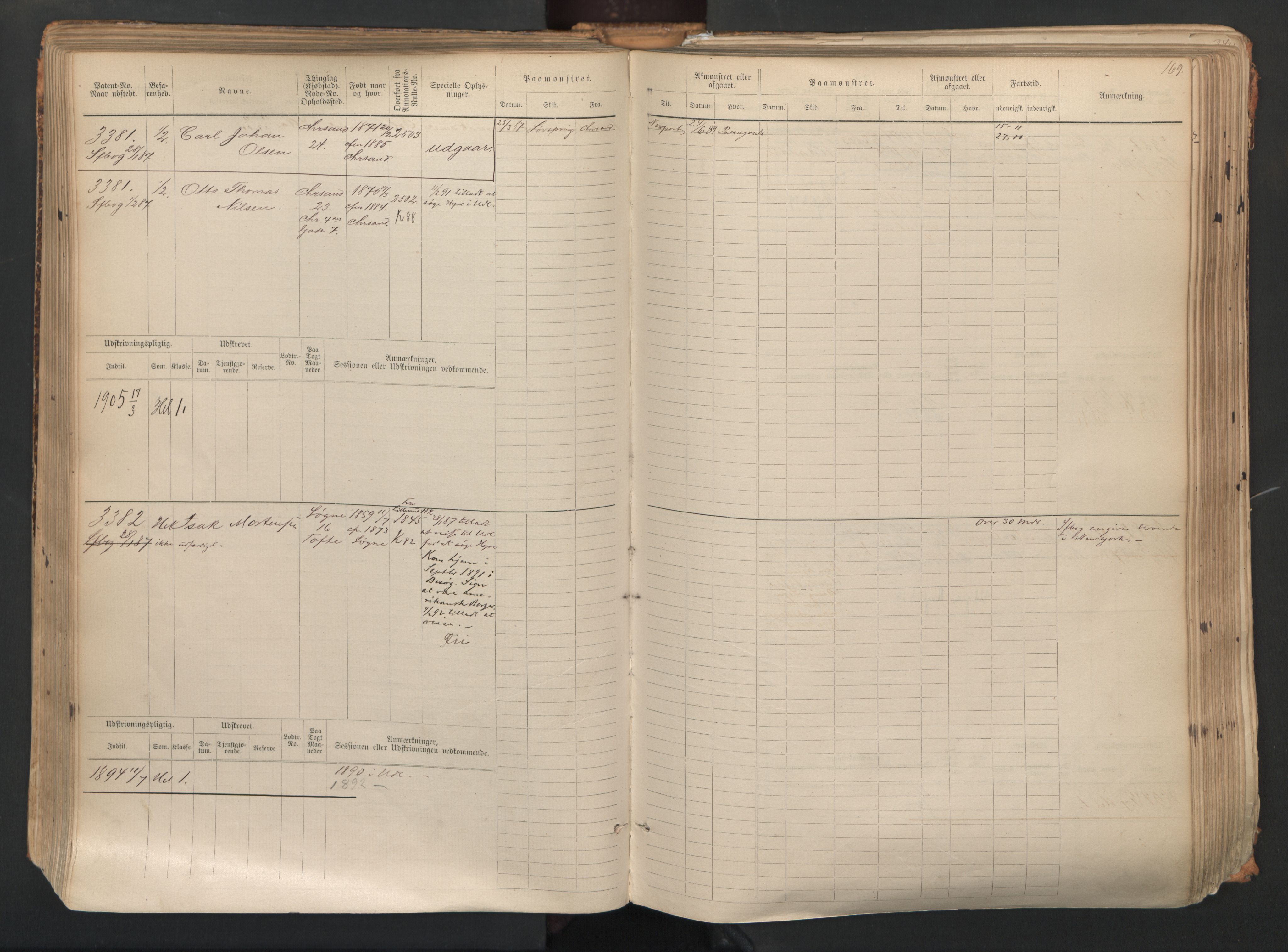 Kristiansand mønstringskrets, AV/SAK-2031-0015/F/Fb/L0007: Hovedrulle nr 3049-3810, I-14, 1883-1940, p. 171