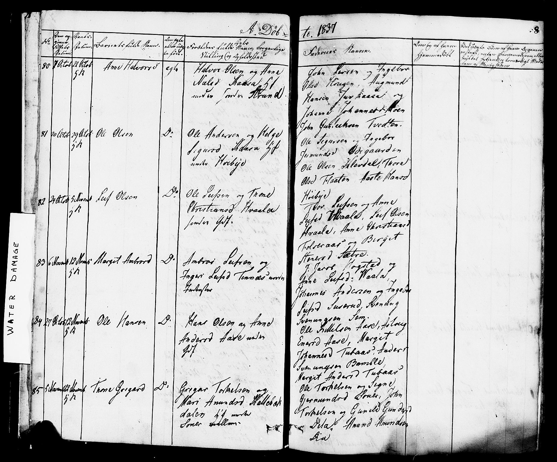 Heddal kirkebøker, AV/SAKO-A-268/F/Fa/L0006: Parish register (official) no. I 6, 1837-1854, p. 8