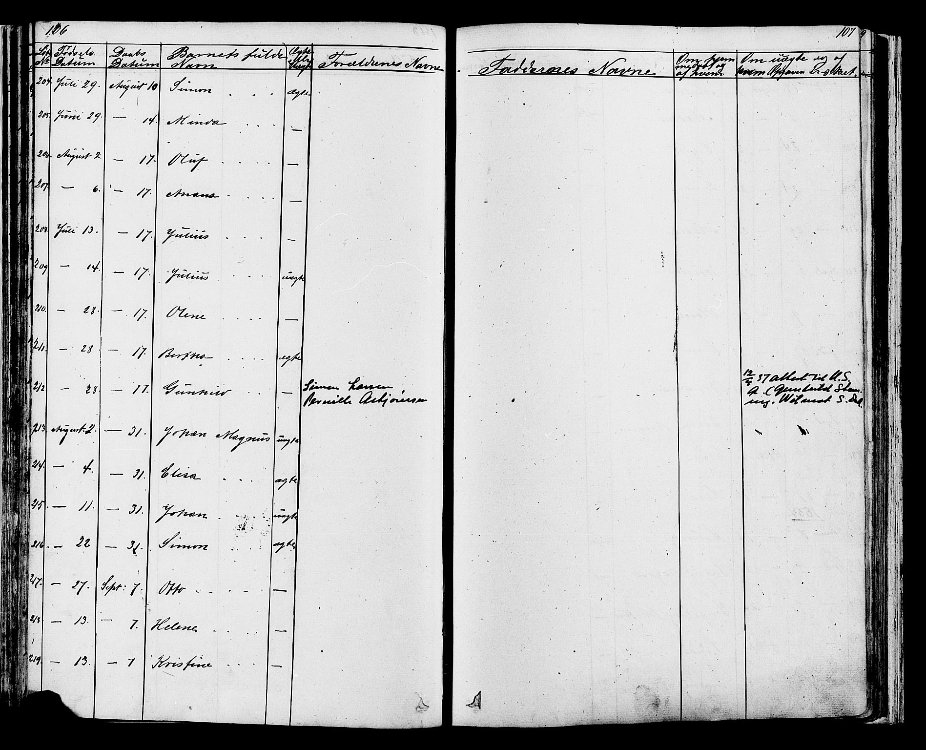 Fåberg prestekontor, AV/SAH-PREST-086/H/Ha/Hab/L0007: Parish register (copy) no. 7, 1856-1891, p. 106-107