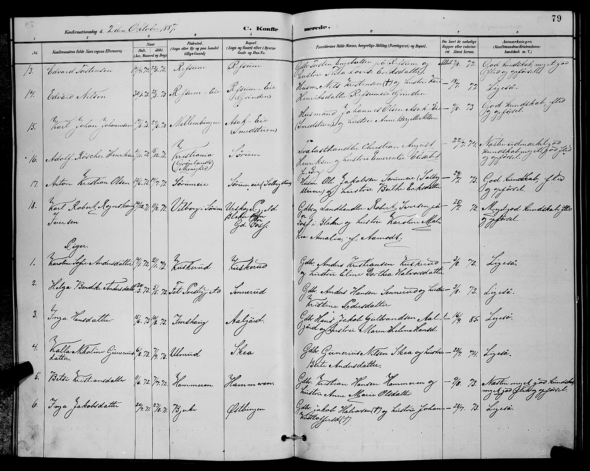 Sørum prestekontor Kirkebøker, AV/SAO-A-10303/G/Ga/L0005: Parish register (copy) no. I 5.1, 1886-1894, p. 79