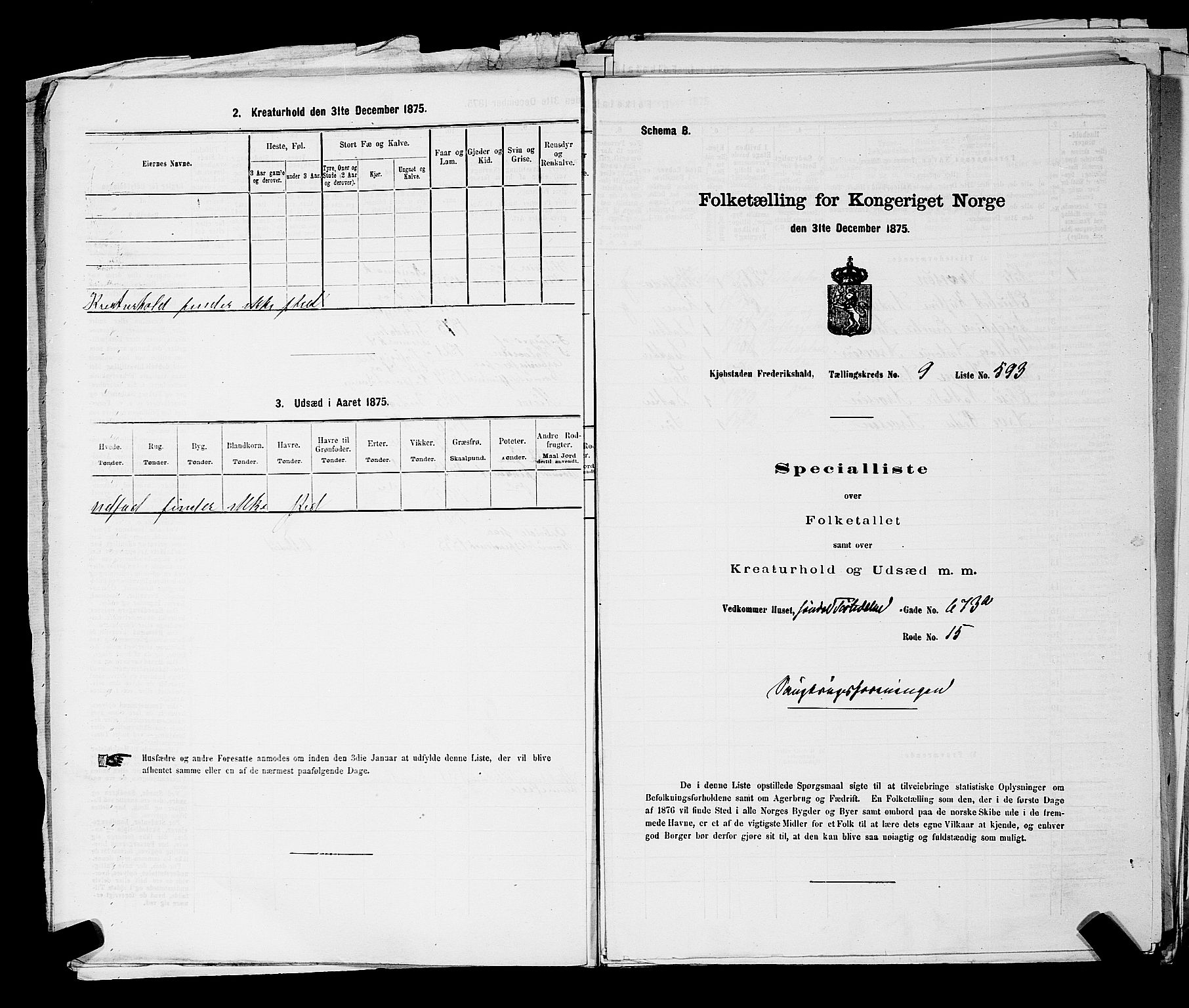 RA, 1875 census for 0101P Fredrikshald, 1875, p. 1442