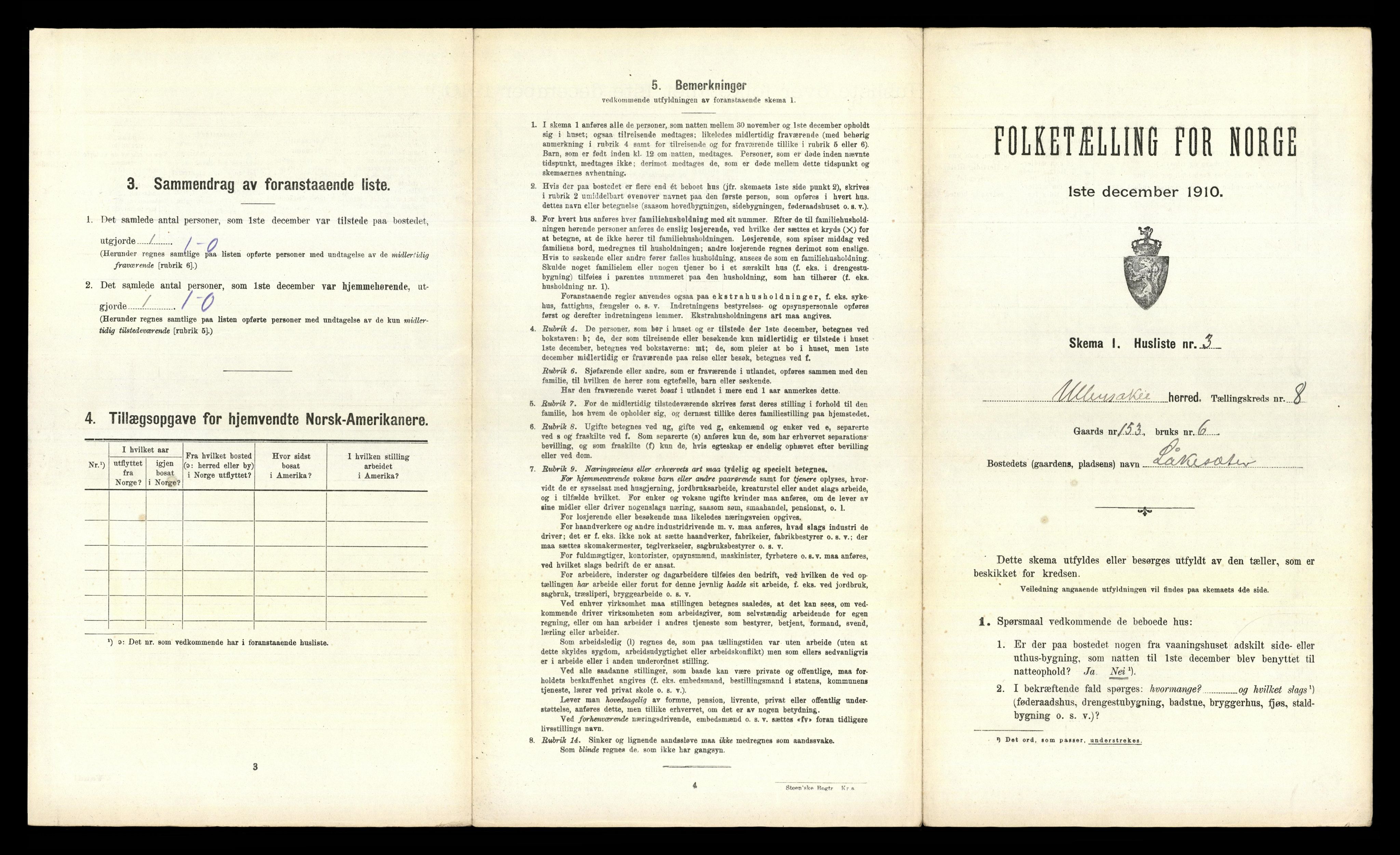 RA, 1910 census for Ullensaker, 1910, p. 1769