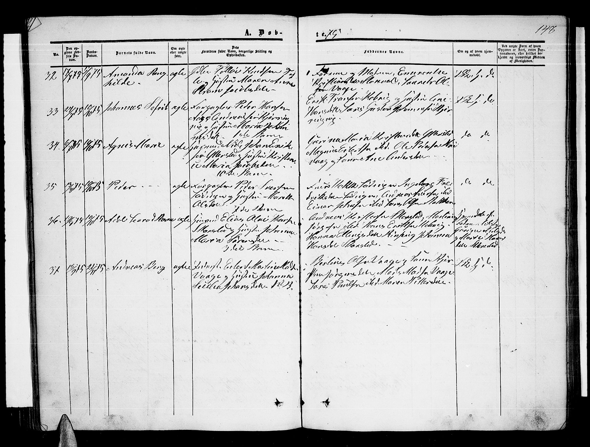 Ministerialprotokoller, klokkerbøker og fødselsregistre - Nordland, SAT/A-1459/872/L1046: Parish register (copy) no. 872C02, 1852-1879, p. 148