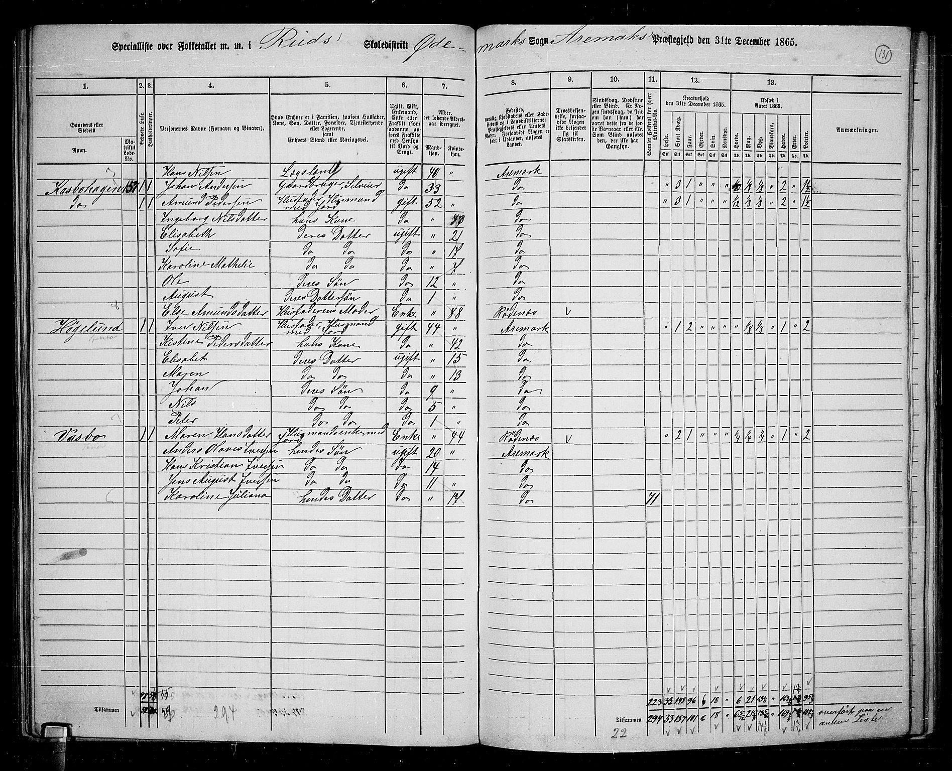 RA, 1865 census for Aremark, 1865, p. 120