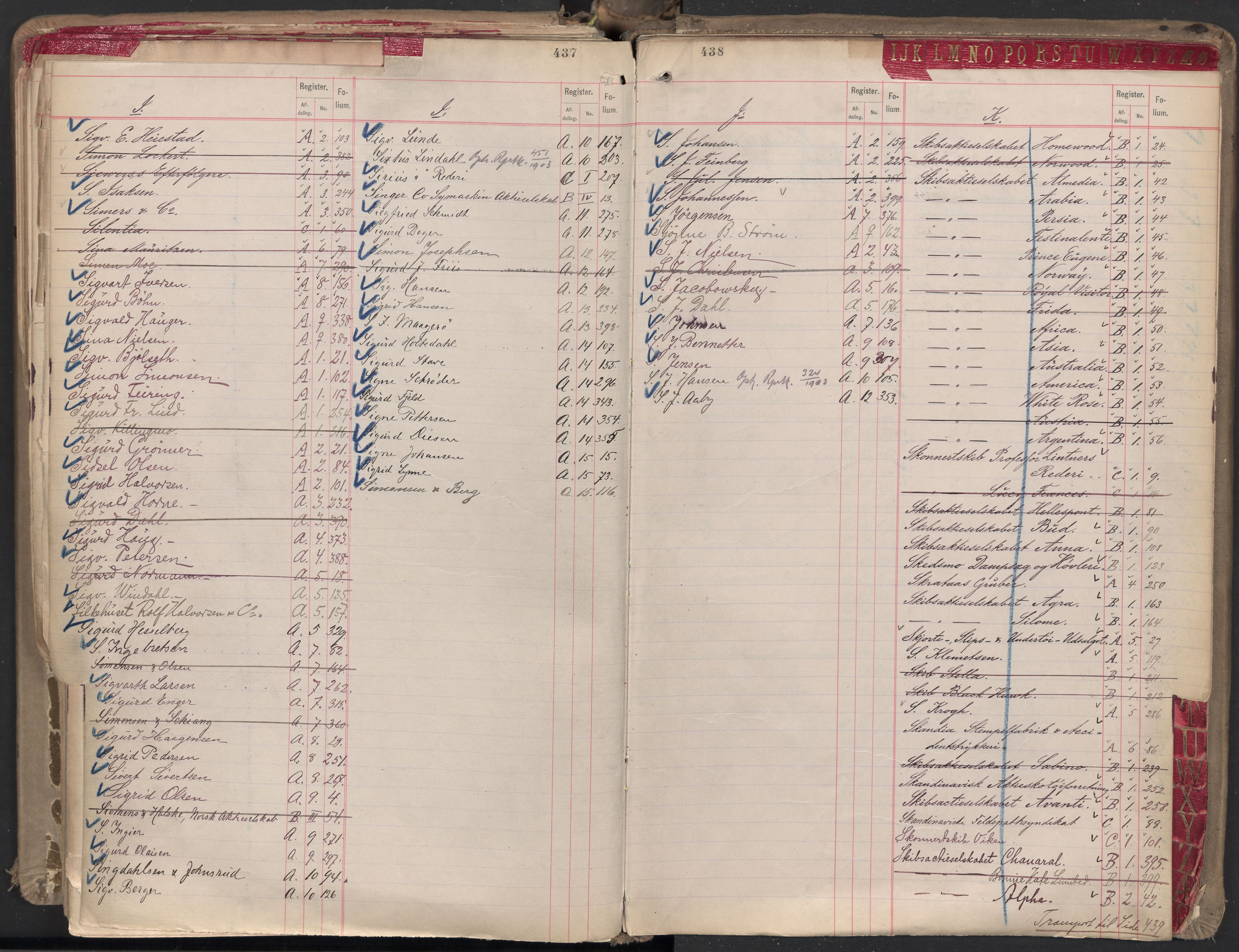 Oslo byfogd avd. II, AV/SAO-A-10942/G/Ga/Gaa/L0001: Firmaregister: A 1-15, B 1-4, C 1, 1890, p. 437-438