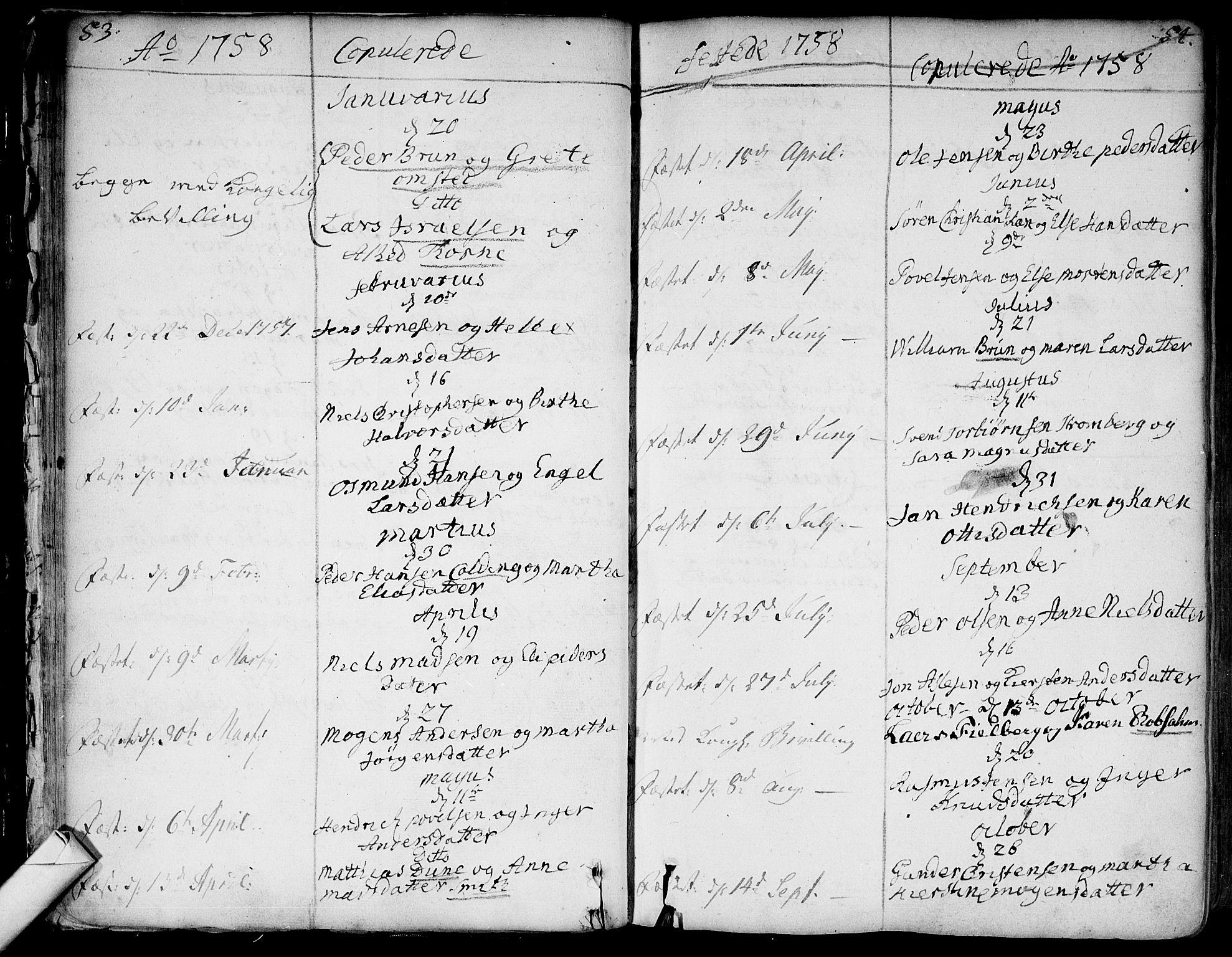 Bragernes kirkebøker, SAKO/A-6/F/Fa/L0004: Parish register (official) no. I 4, 1734-1759, p. 53-54