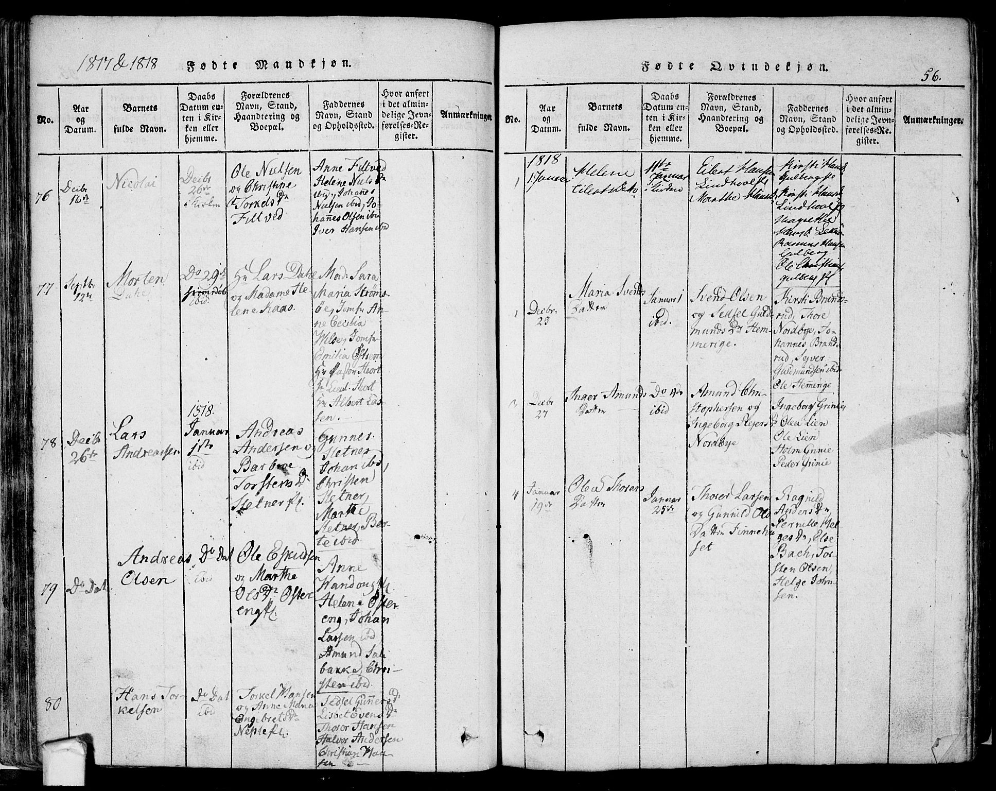 Eidsberg prestekontor Kirkebøker, AV/SAO-A-10905/F/Fa/L0007: Parish register (official) no. I 7, 1814-1832, p. 56