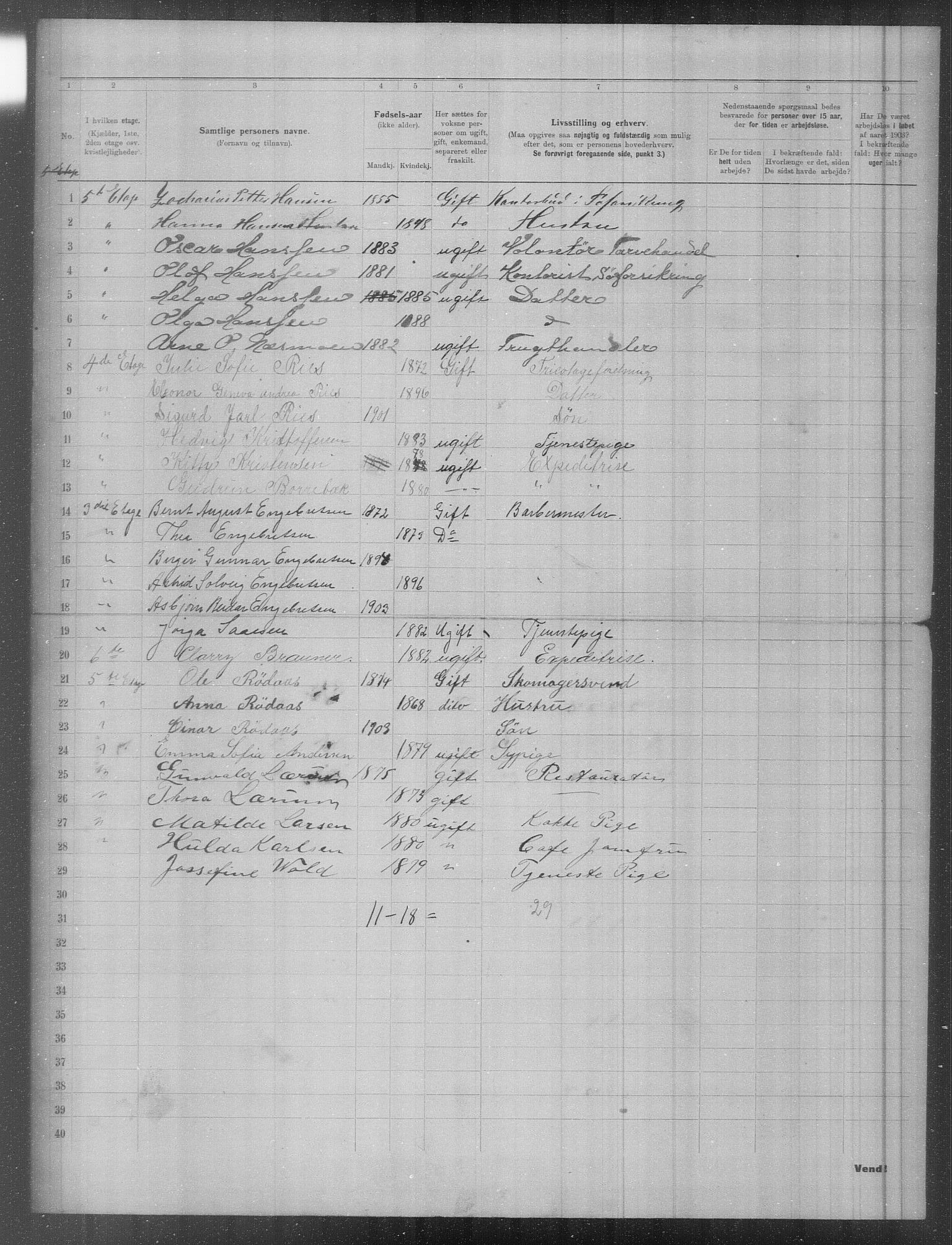 OBA, Municipal Census 1903 for Kristiania, 1903, p. 2066