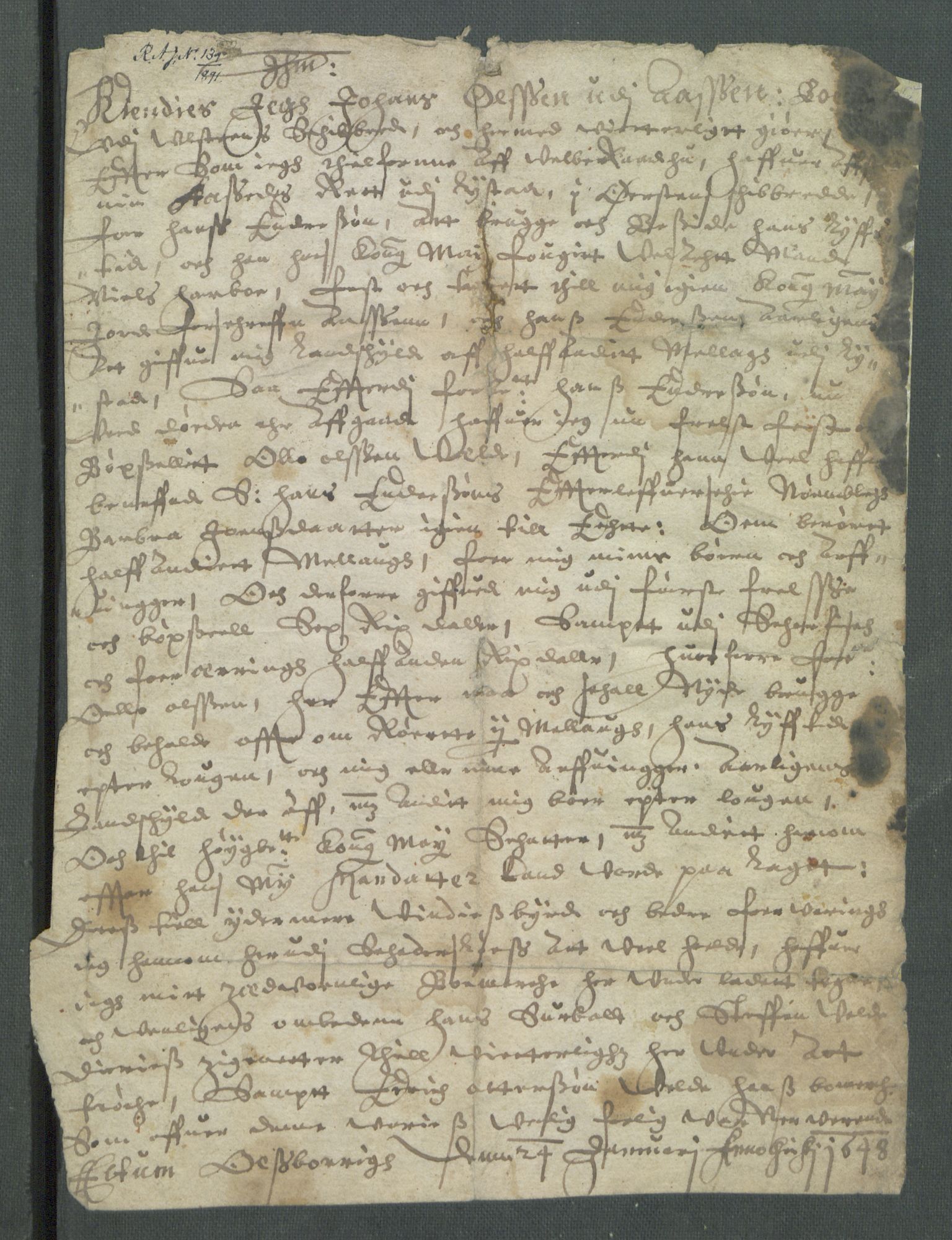Riksarkivets diplomsamling, AV/RA-EA-5965/F02/L0161: Dokumenter, 1648, p. 16