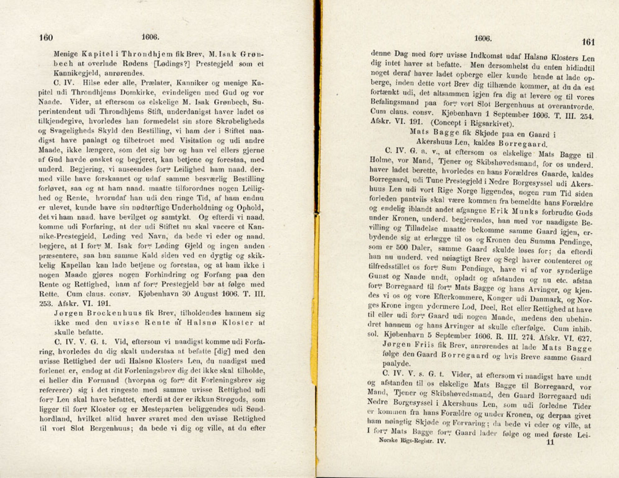 Publikasjoner utgitt av Det Norske Historiske Kildeskriftfond, PUBL/-/-/-: Norske Rigs-Registranter, bind 4, 1603-1618, p. 160-161