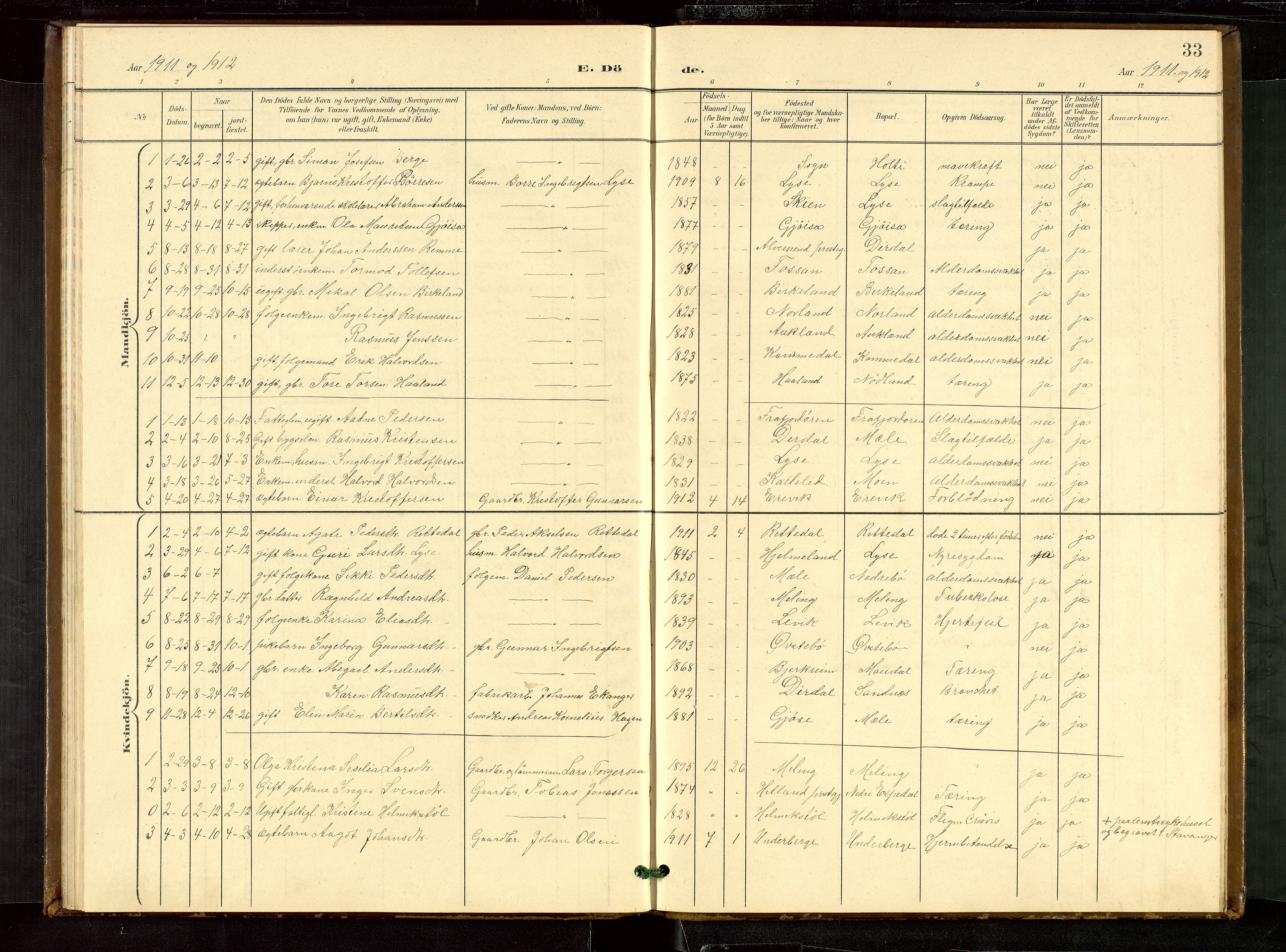 Høgsfjord sokneprestkontor, SAST/A-101624/H/Ha/Hab/L0010: Parish register (copy) no. B 10, 1900-1922, p. 33