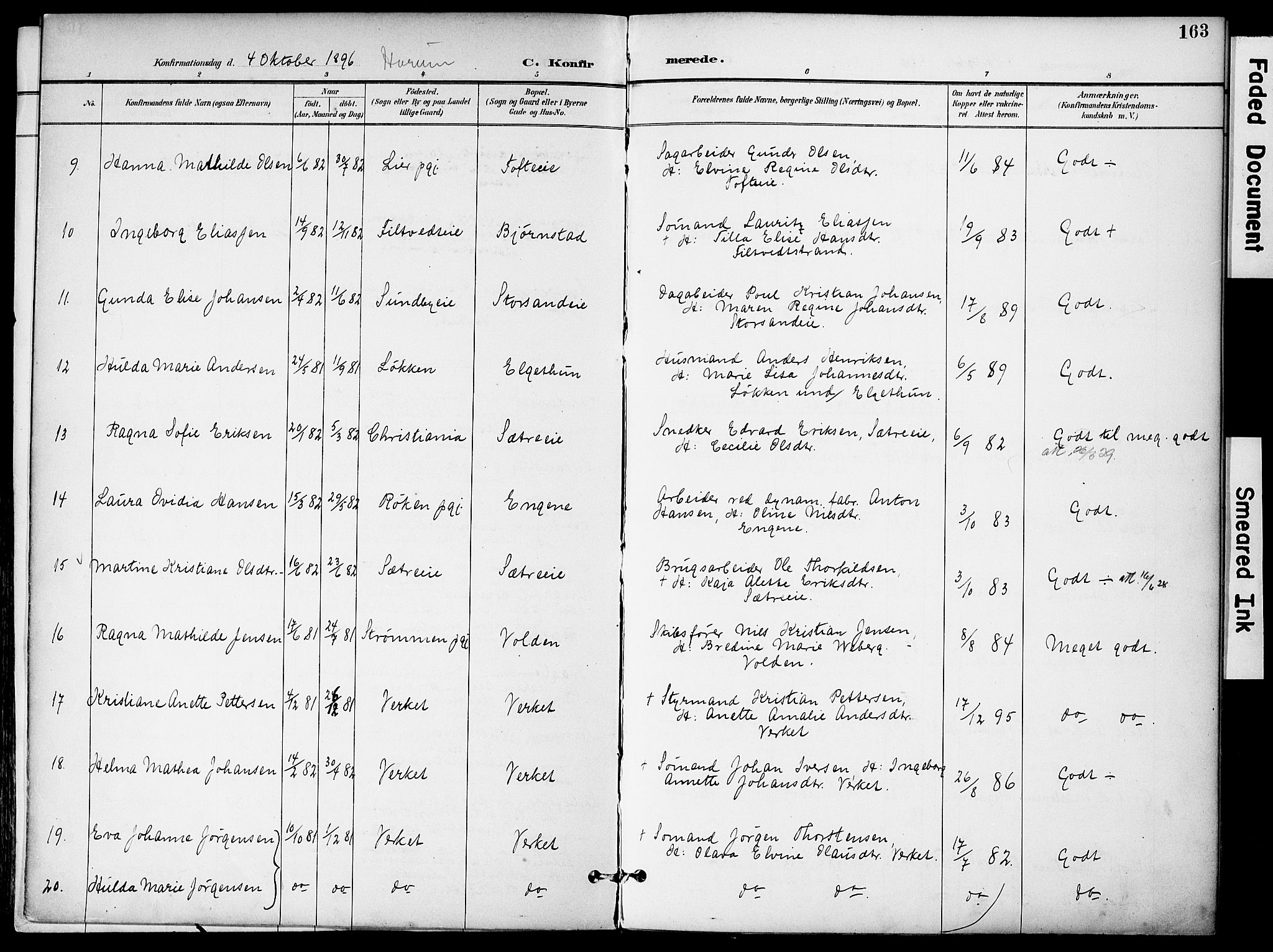 Hurum kirkebøker, AV/SAKO-A-229/F/Fa/L0015: Parish register (official) no. 15, 1896-1908, p. 163