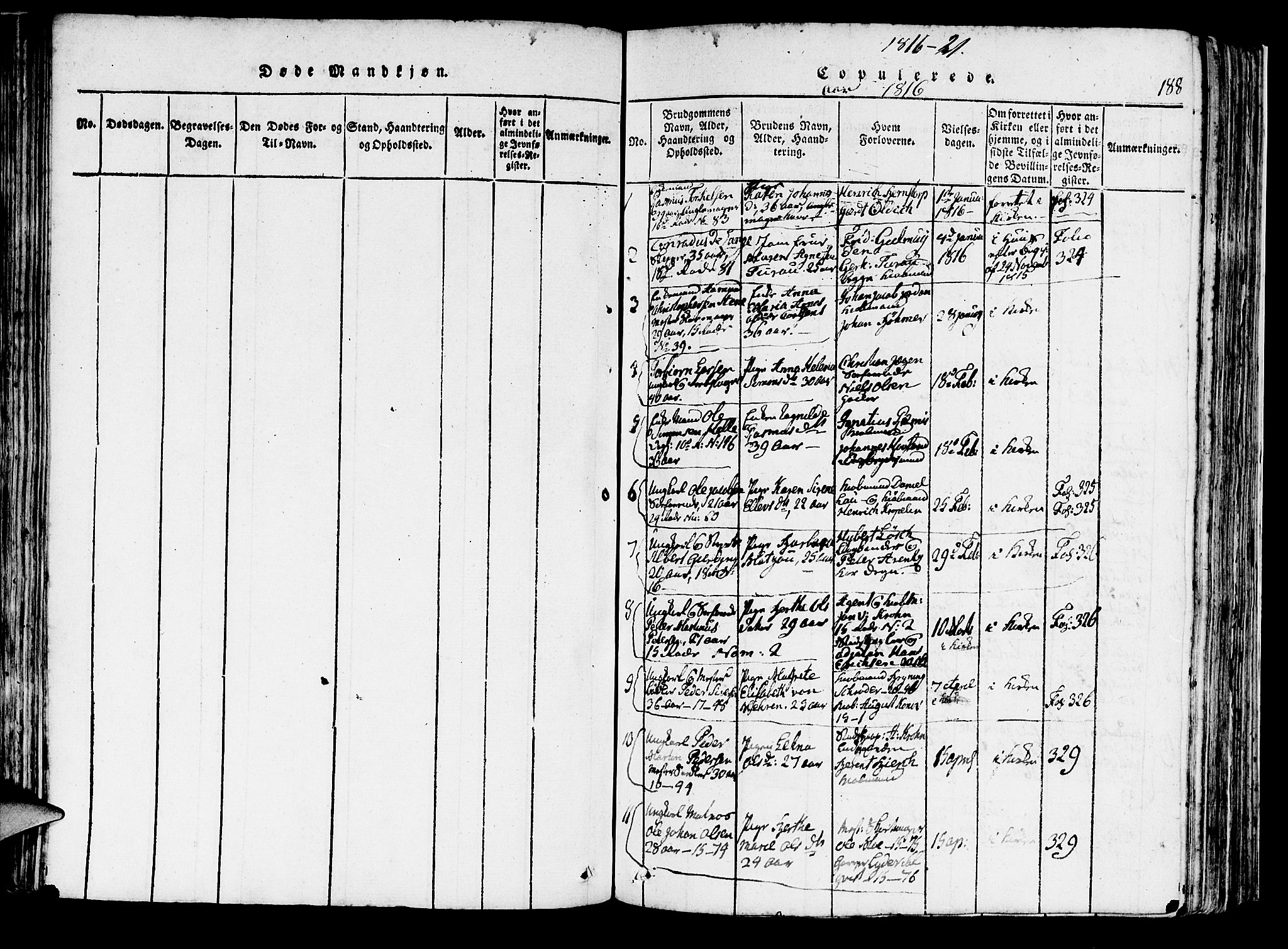 Domkirken sokneprestembete, AV/SAB-A-74801/H/Haa/L0010: Parish register (official) no. A 10, 1816-1821, p. 188