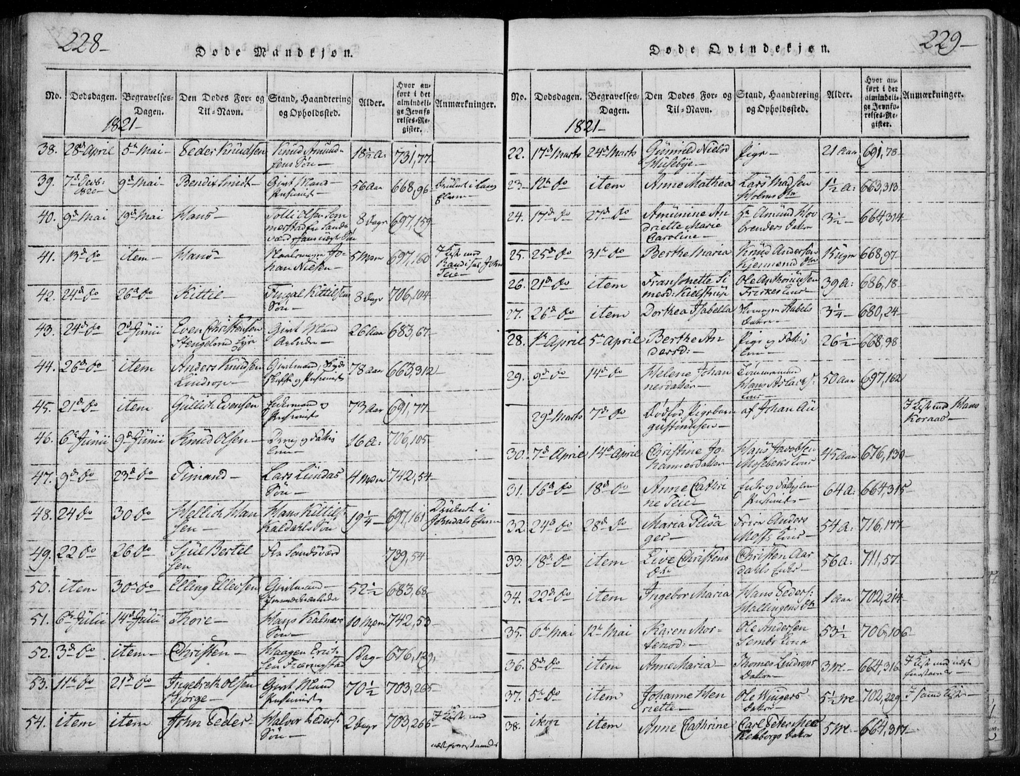 Kongsberg kirkebøker, SAKO/A-22/F/Fa/L0008: Parish register (official) no. I 8, 1816-1839, p. 228-229