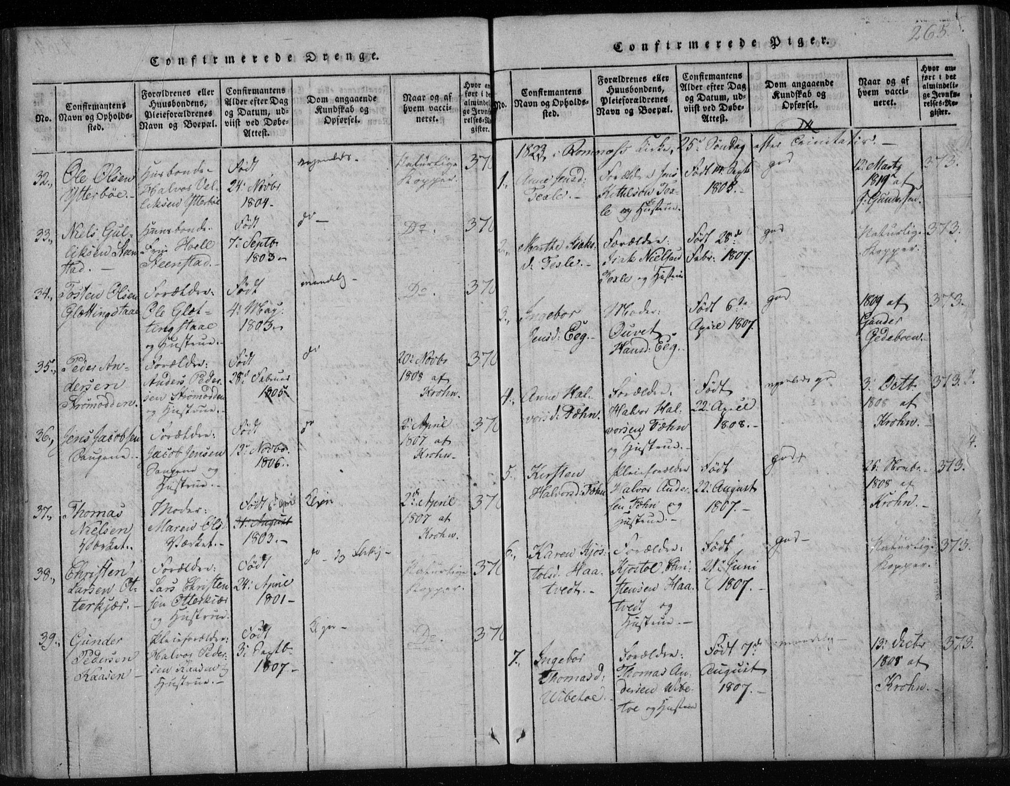 Holla kirkebøker, SAKO/A-272/F/Fa/L0003: Parish register (official) no. 3, 1815-1830, p. 265