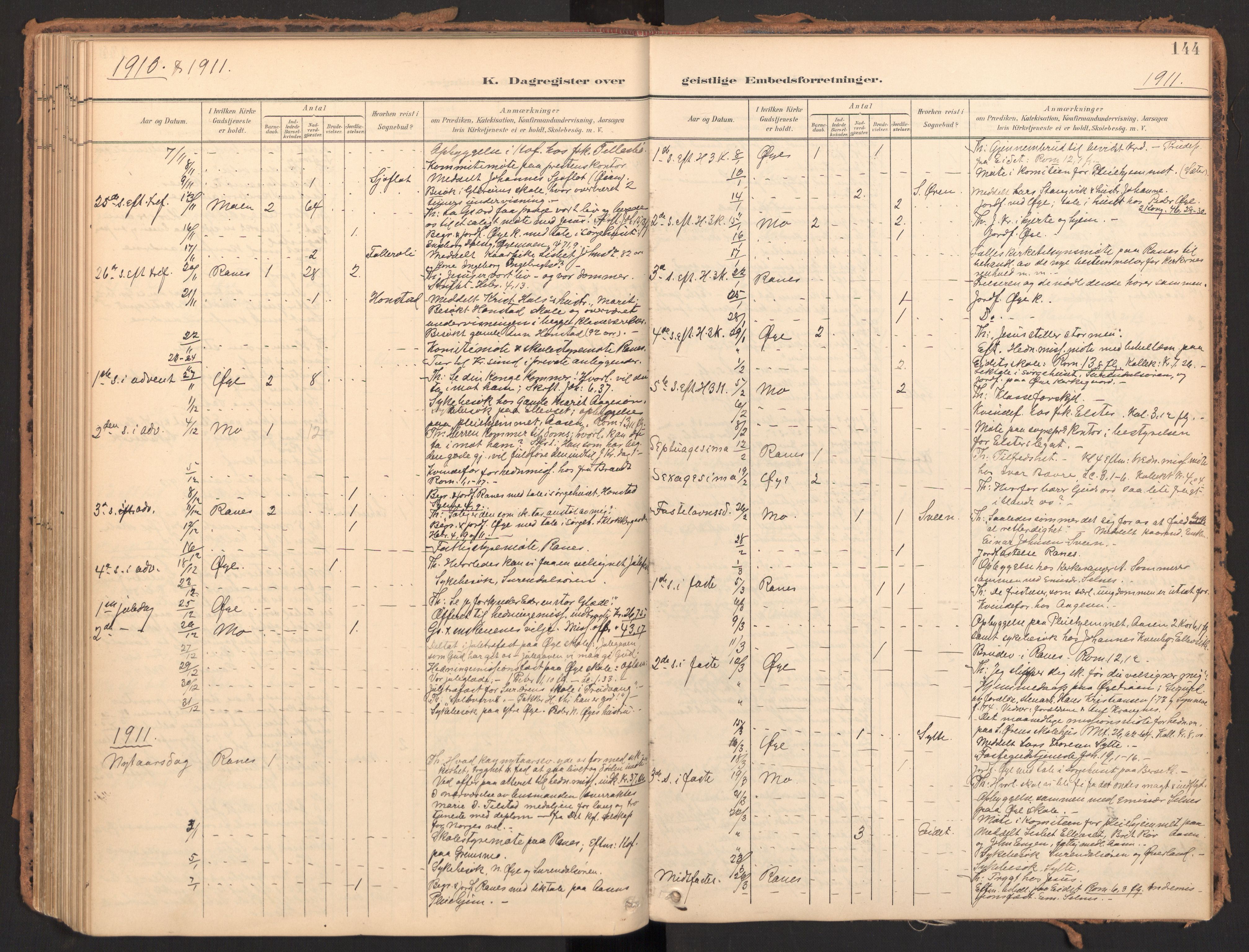 Ministerialprotokoller, klokkerbøker og fødselsregistre - Møre og Romsdal, AV/SAT-A-1454/595/L1048: Parish register (official) no. 595A10, 1900-1917, p. 144