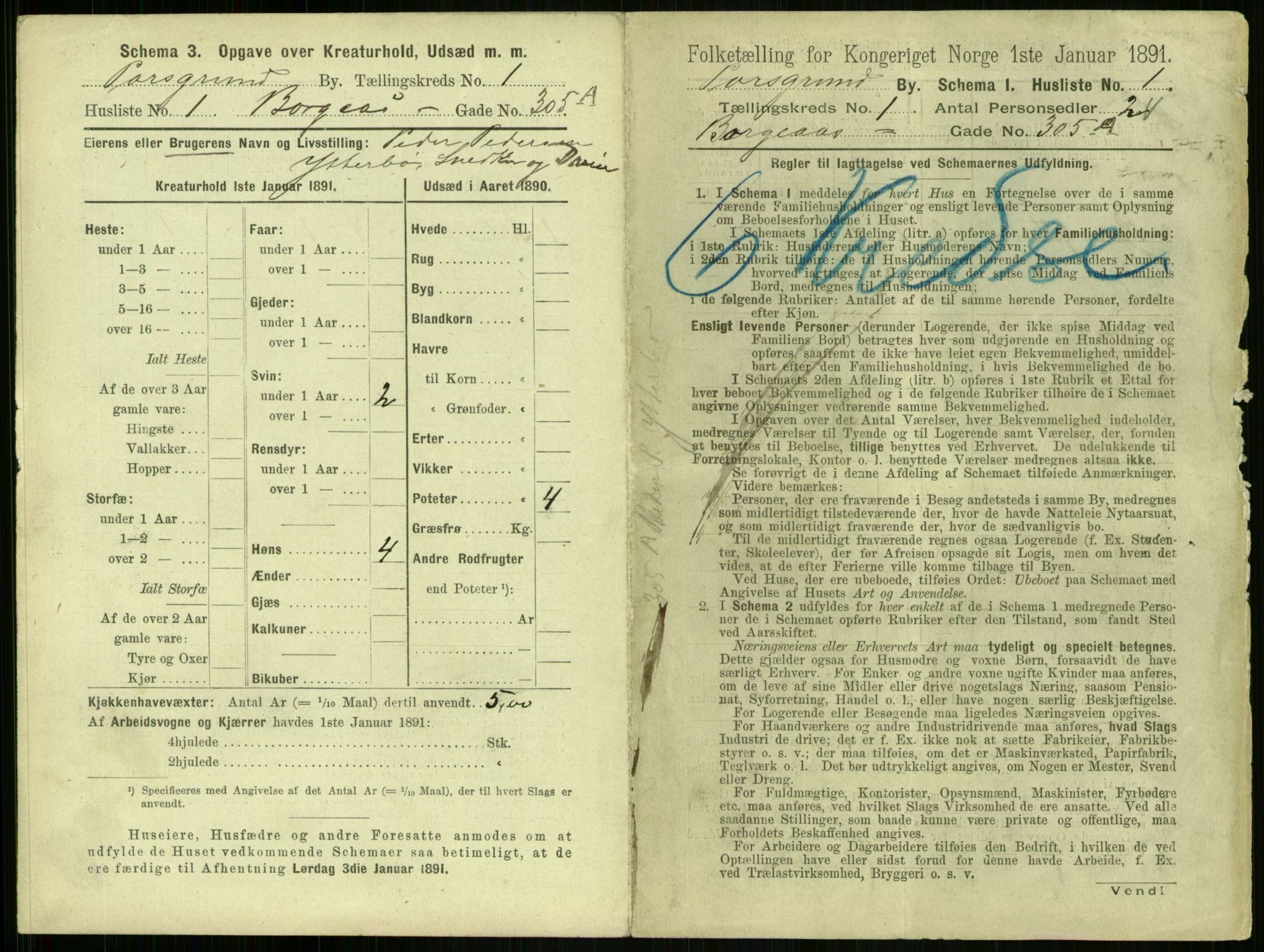 RA, 1891 census for 0805 Porsgrunn, 1891, p. 27