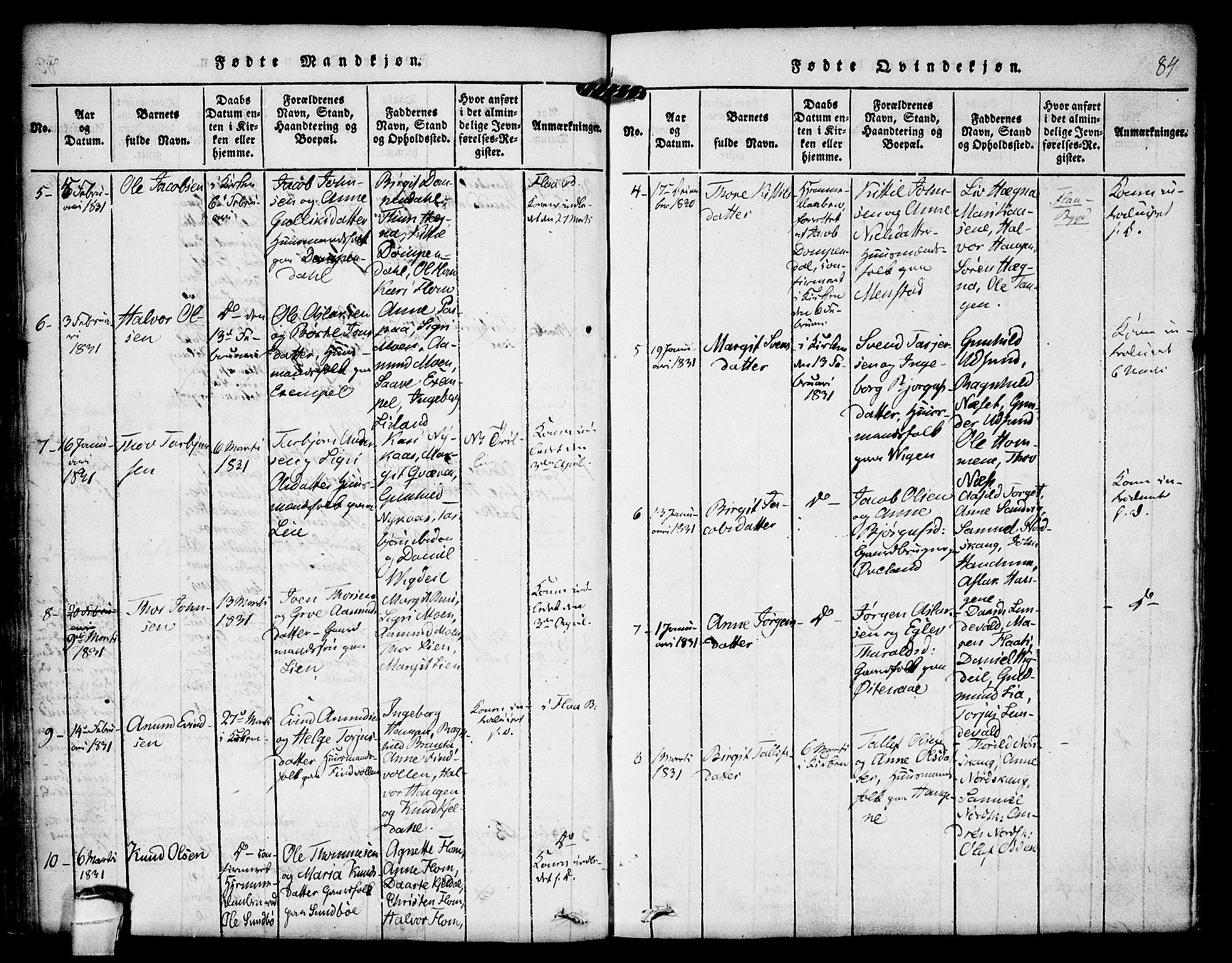 Kviteseid kirkebøker, SAKO/A-276/F/Fa/L0005: Parish register (official) no. I 5, 1815-1836, p. 84