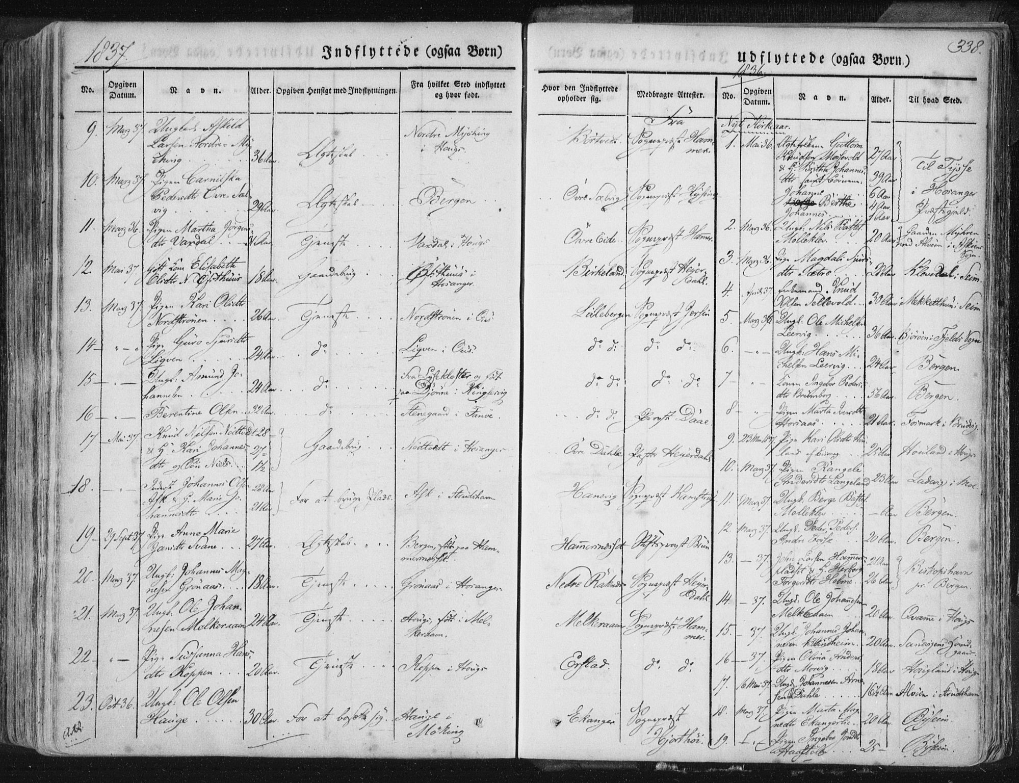 Hamre sokneprestembete, SAB/A-75501/H/Ha/Haa/Haaa/L0012: Parish register (official) no. A 12, 1834-1845, p. 338