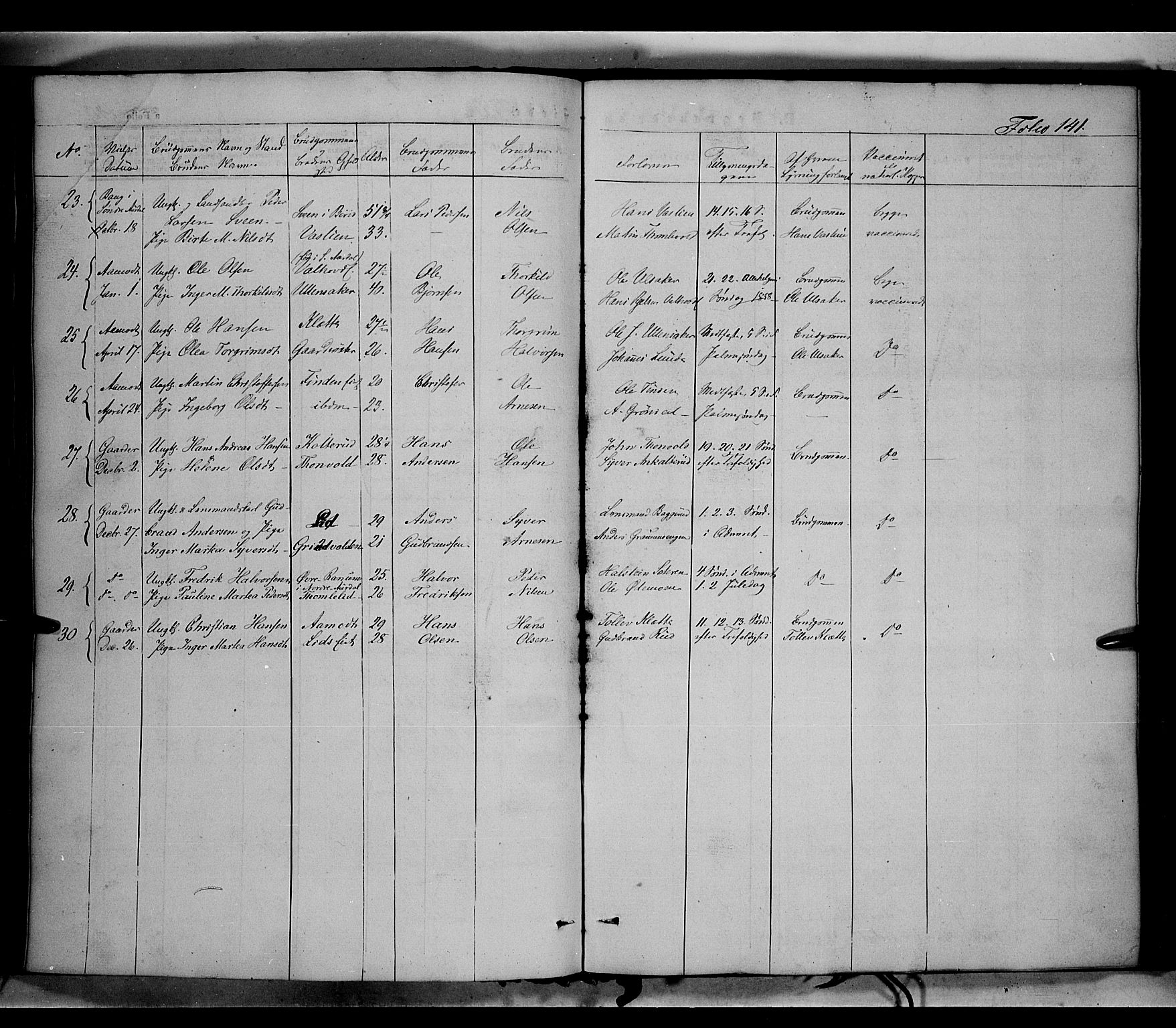 Land prestekontor, SAH/PREST-120/H/Ha/Haa/L0010: Parish register (official) no. 10, 1847-1859, p. 141