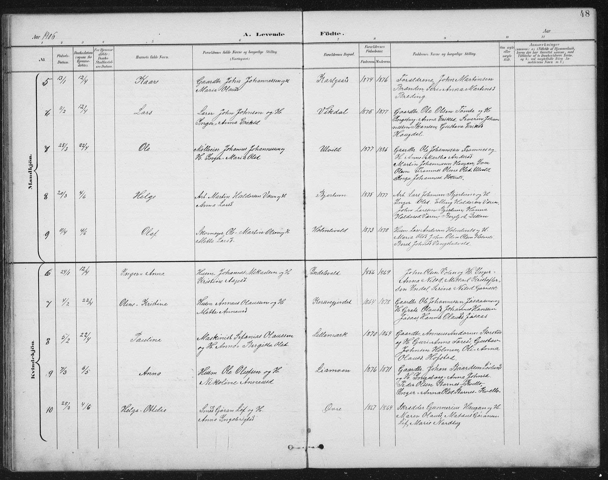 Ministerialprotokoller, klokkerbøker og fødselsregistre - Nord-Trøndelag, AV/SAT-A-1458/724/L0269: Parish register (copy) no. 724C05, 1899-1920, p. 48