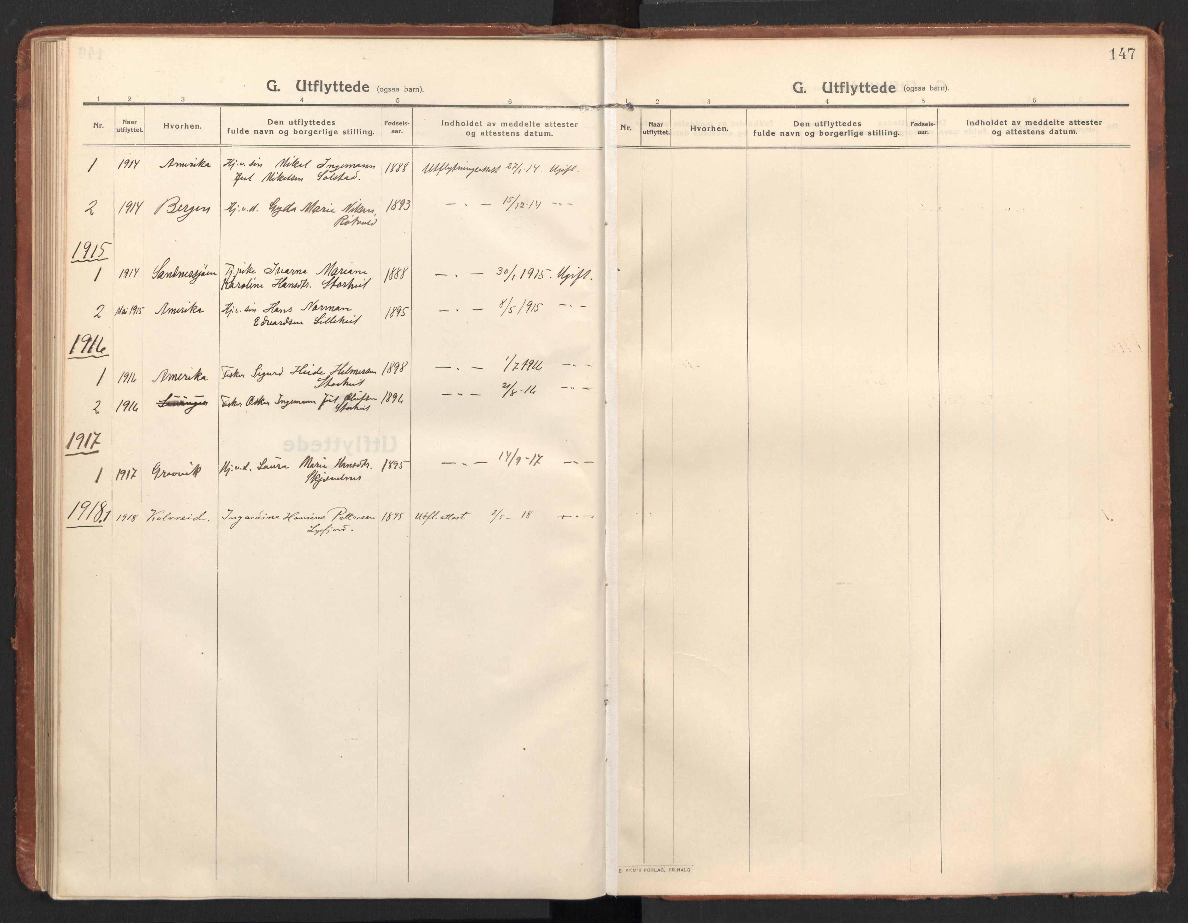 Ministerialprotokoller, klokkerbøker og fødselsregistre - Nordland, AV/SAT-A-1459/811/L0168: Parish register (official) no. 811A05, 1914-1932, p. 147