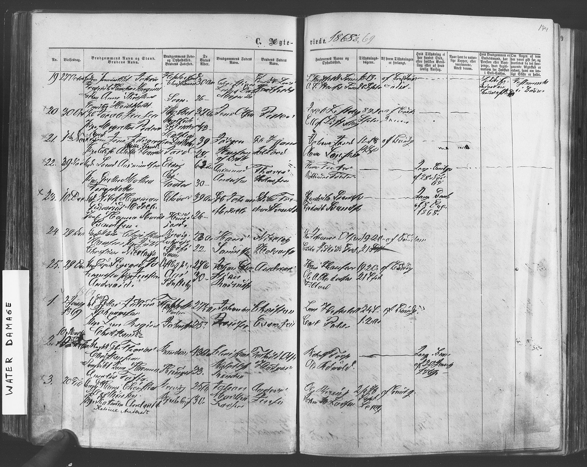 Vestby prestekontor Kirkebøker, AV/SAO-A-10893/F/Fa/L0008: Parish register (official) no. I 8, 1863-1877, p. 174