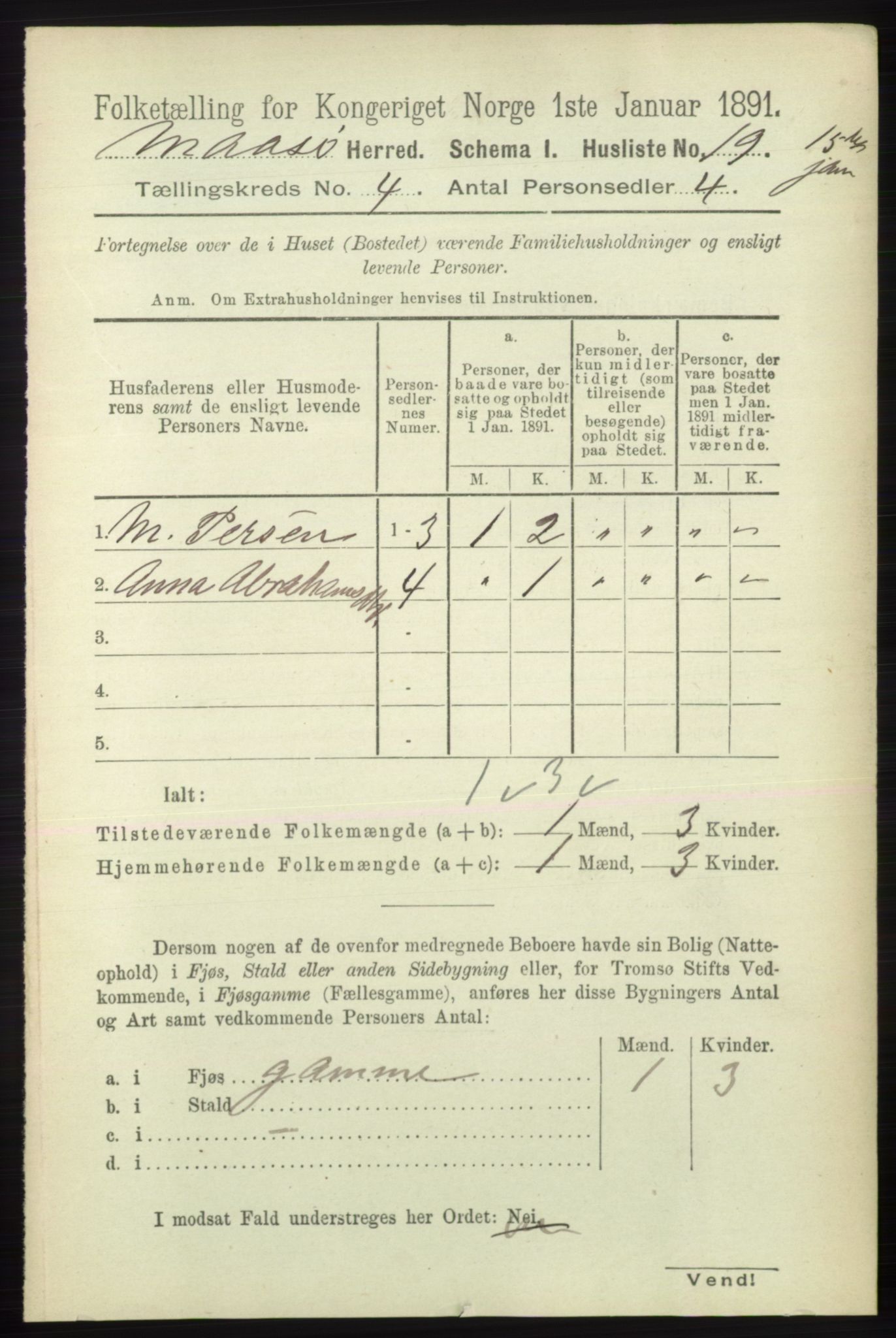 RA, 1891 census for 2018 Måsøy, 1891, p. 525