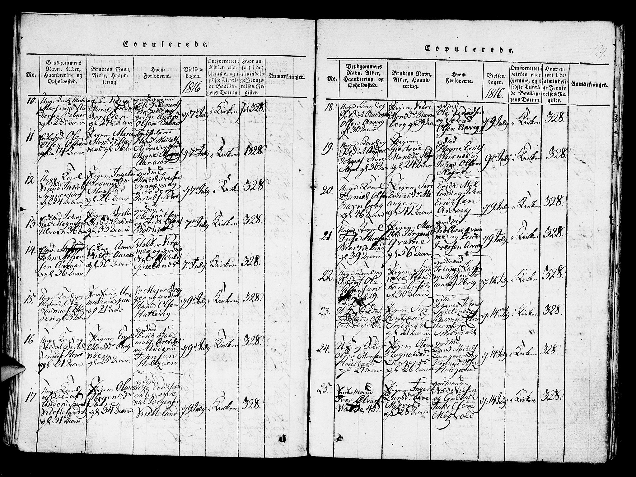 Lindås Sokneprestembete, SAB/A-76701/H/Haa: Parish register (official) no. A 7, 1816-1823, p. 189
