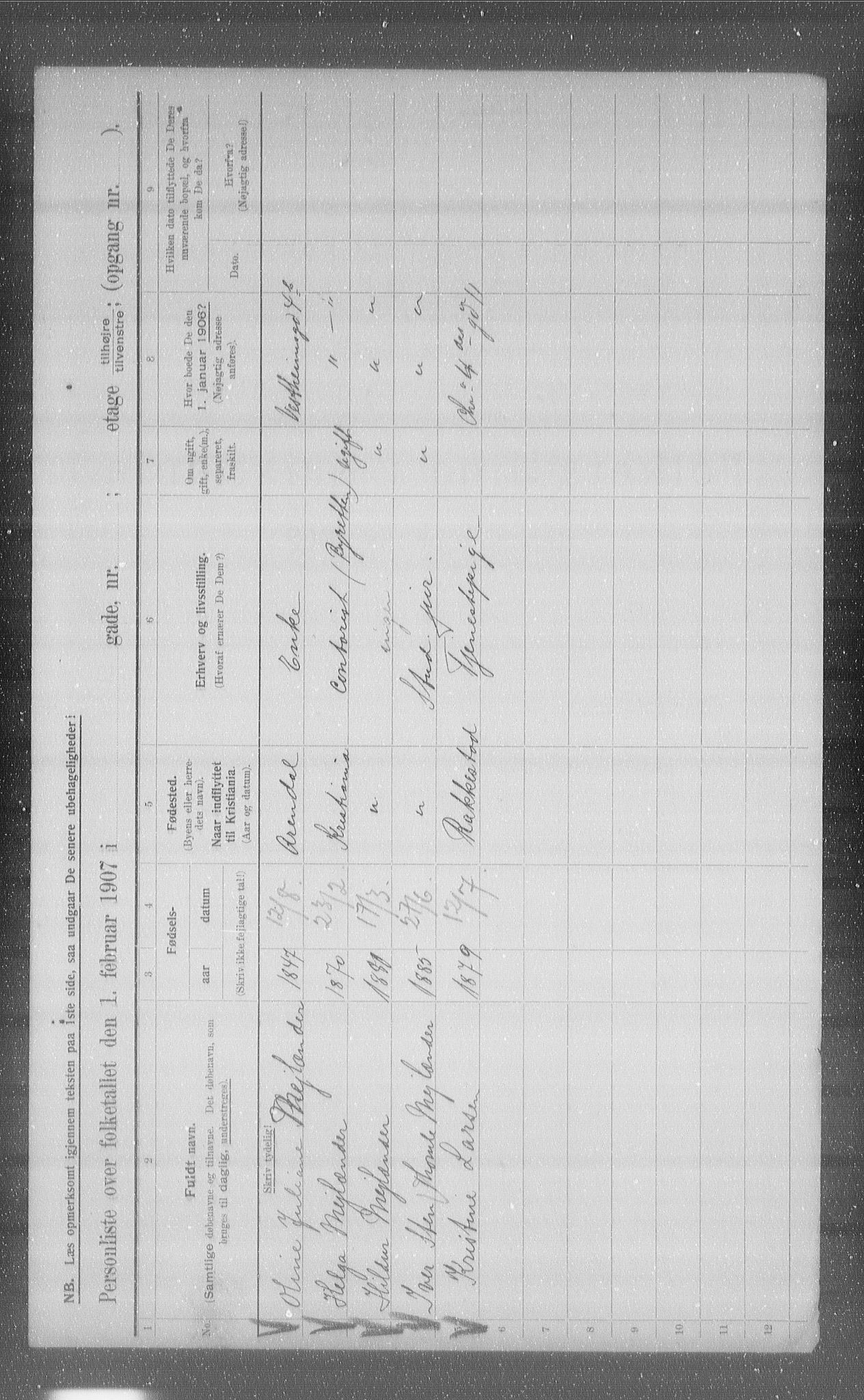 OBA, Municipal Census 1907 for Kristiania, 1907, p. 62296