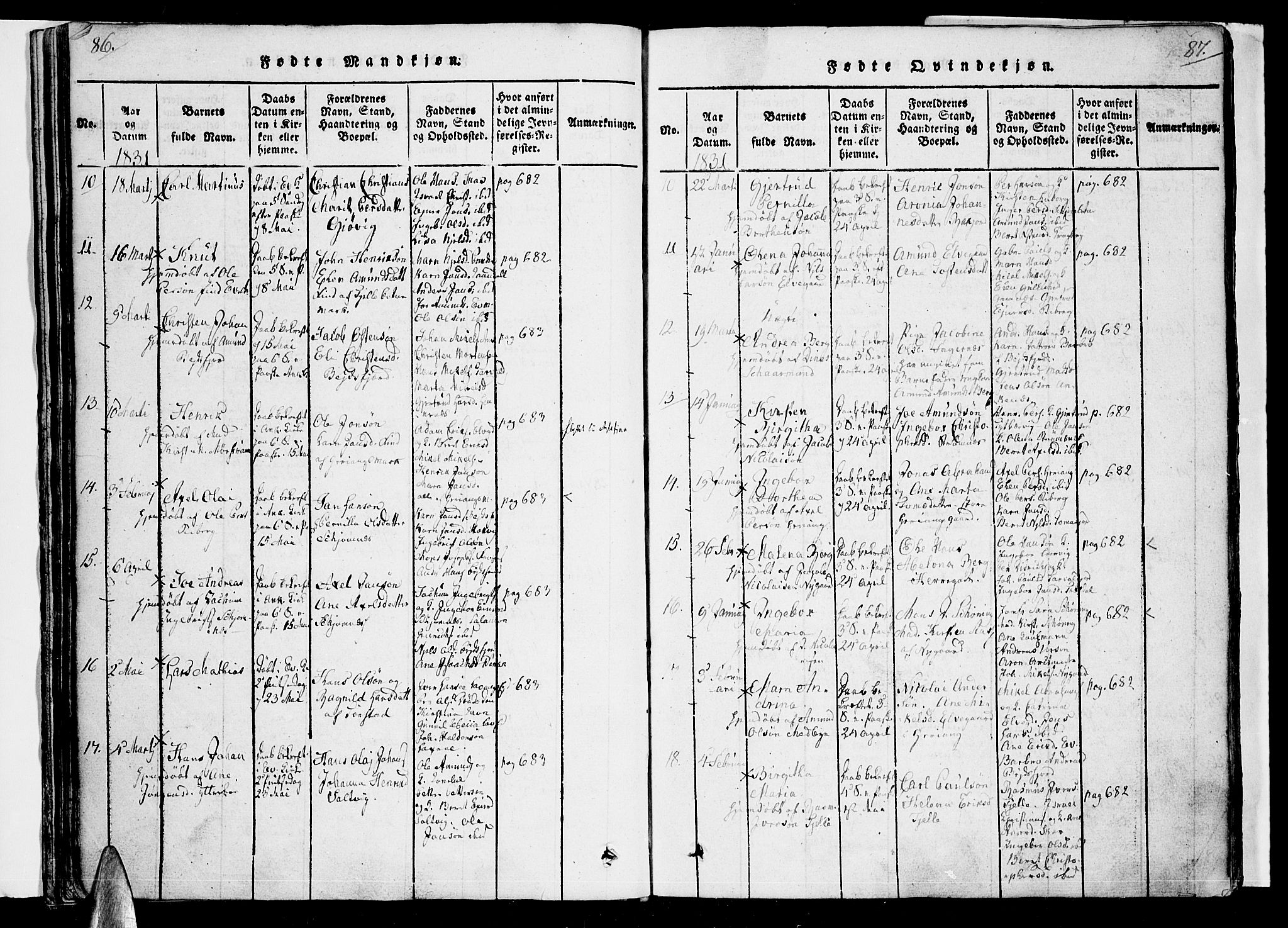 Ministerialprotokoller, klokkerbøker og fødselsregistre - Nordland, AV/SAT-A-1459/863/L0894: Parish register (official) no. 863A06, 1821-1851, p. 86-87