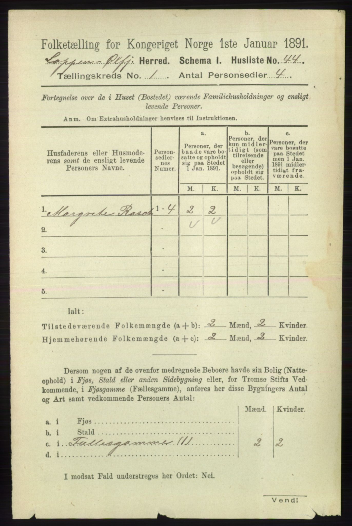 RA, 1891 census for 2014 Loppa, 1891, p. 62