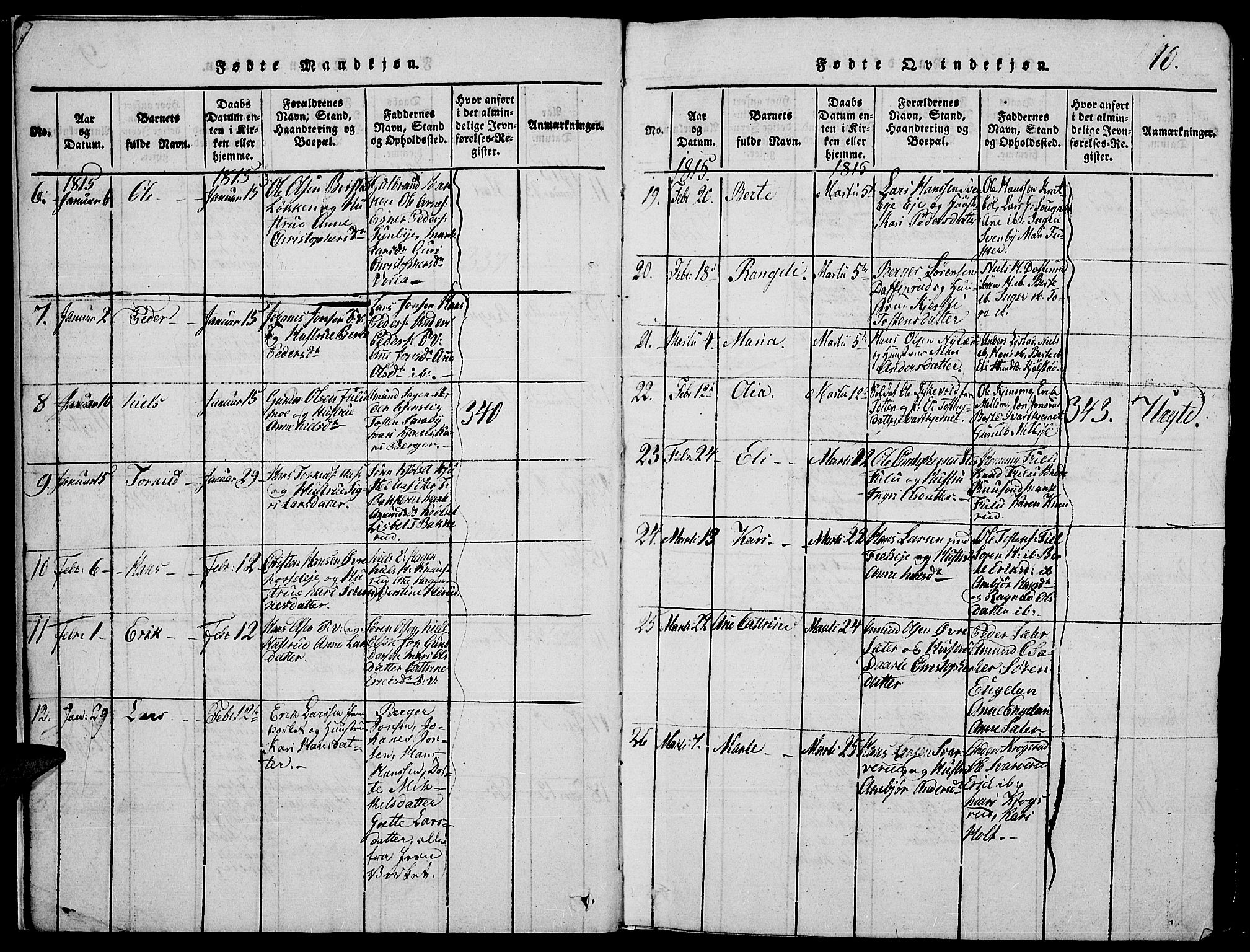 Strøm-Odalen prestekontor, AV/SAH-PREST-028/H/Ha/Hab/L0001: Parish register (copy) no. 1, 1813-1825, p. 10