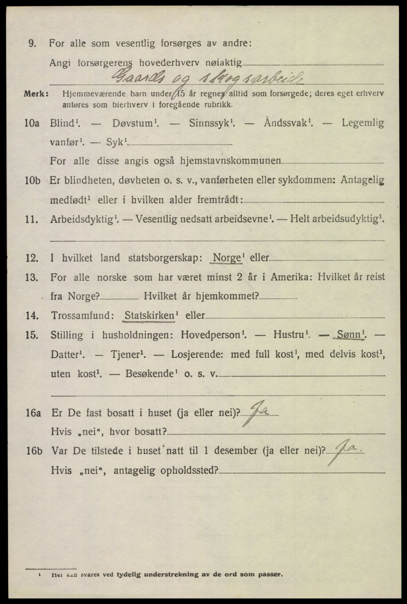 SAK, 1920 census for Mykland, 1920, p. 1663