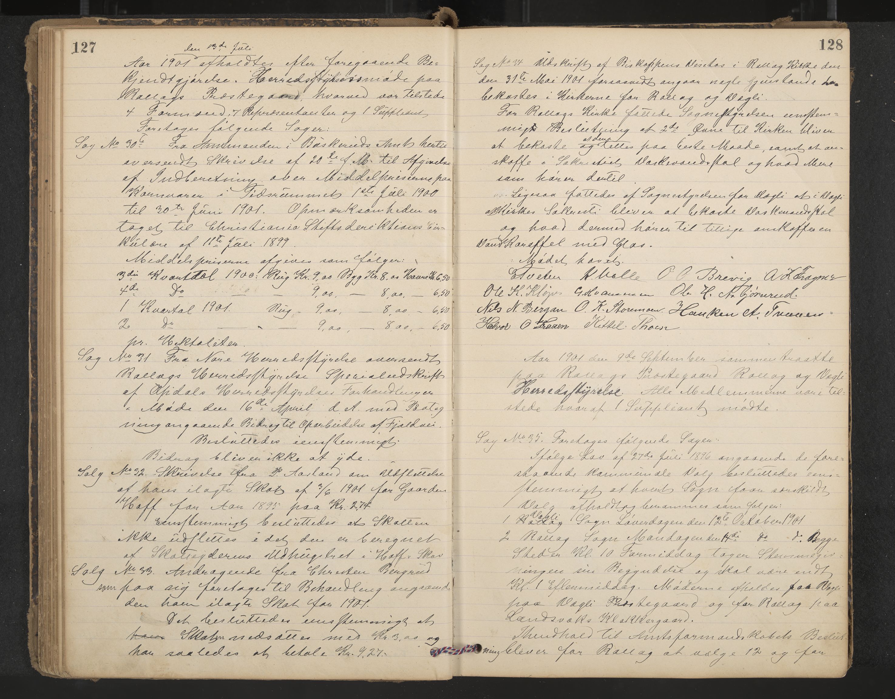 Rollag formannskap og sentraladministrasjon, IKAK/0632021-2/A/Aa/L0004: Møtebok, 1897-1909, p. 127-128