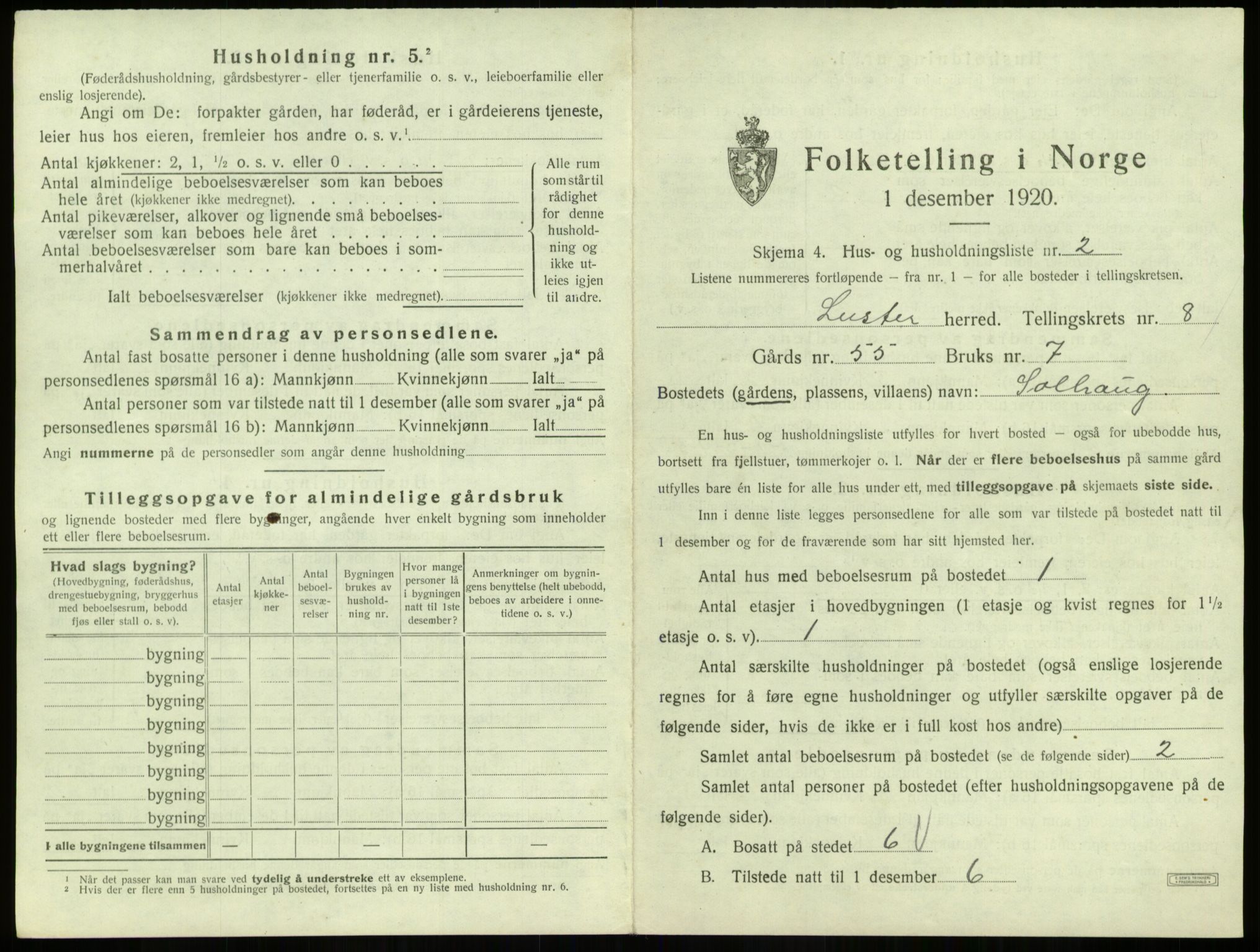 SAB, 1920 census for Luster, 1920, p. 723