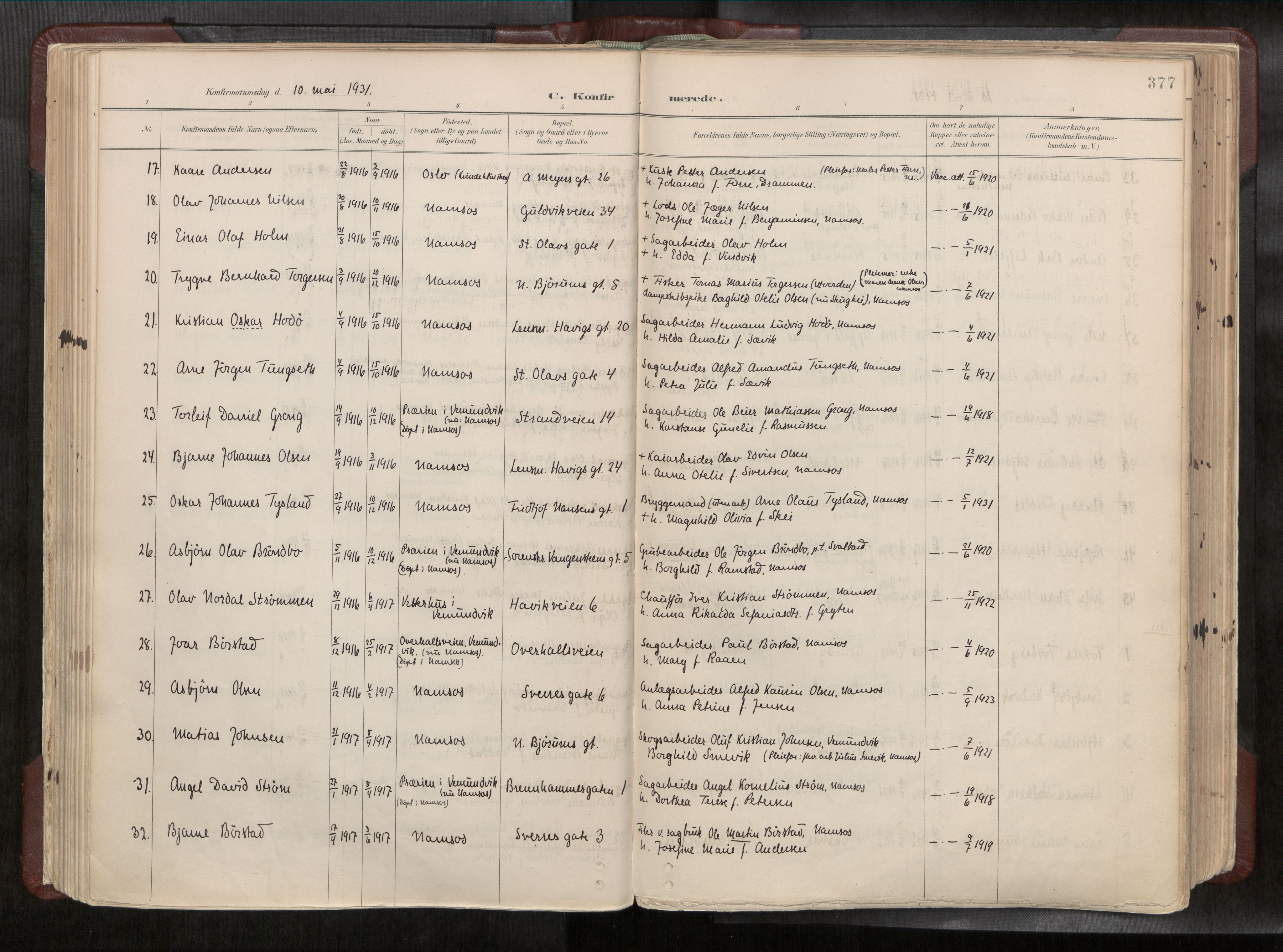 Ministerialprotokoller, klokkerbøker og fødselsregistre - Nord-Trøndelag, AV/SAT-A-1458/768/L0579a: Parish register (official) no. 768A14, 1887-1931, p. 377