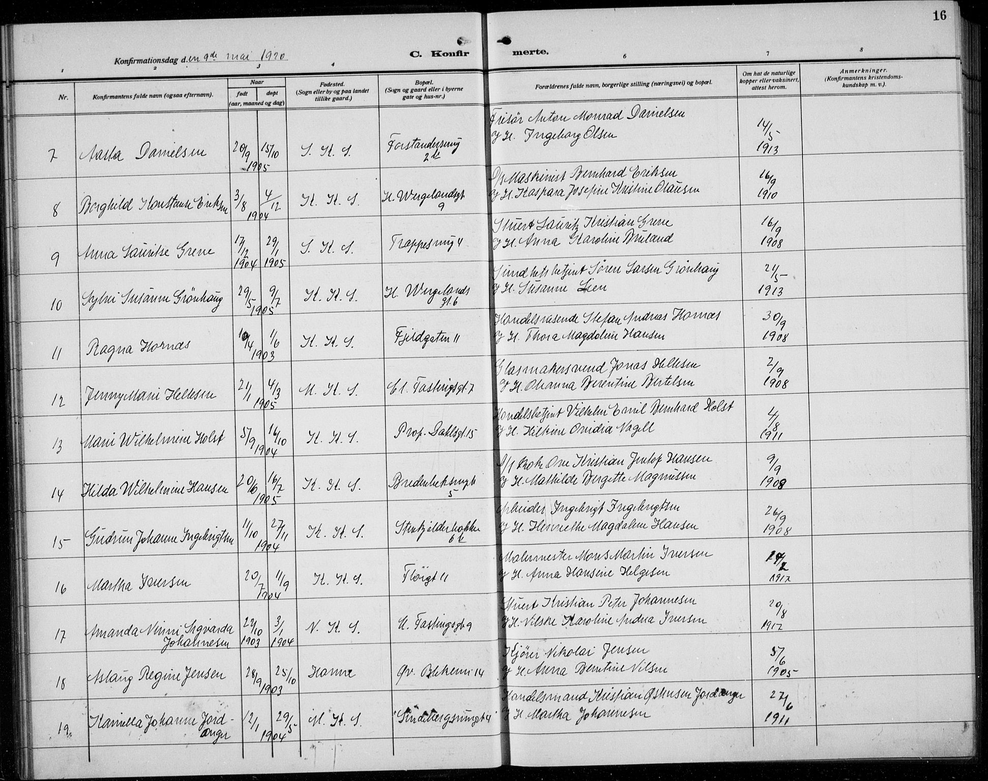 Korskirken sokneprestembete, AV/SAB-A-76101/H/Hab: Parish register (copy) no. C 6, 1918-1941, p. 16