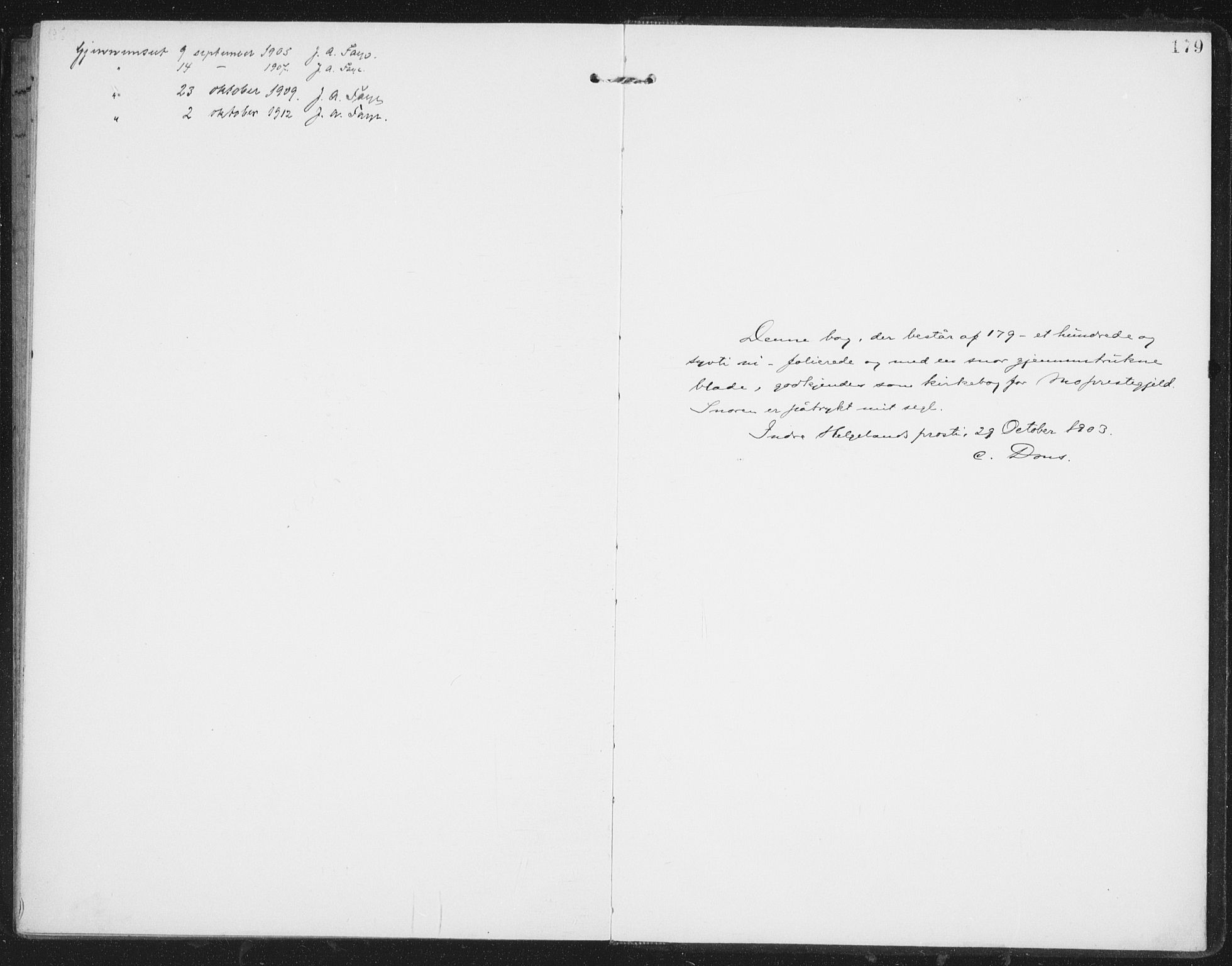 Ministerialprotokoller, klokkerbøker og fødselsregistre - Nordland, AV/SAT-A-1459/827/L0403: Parish register (official) no. 827A15, 1903-1912, p. 179