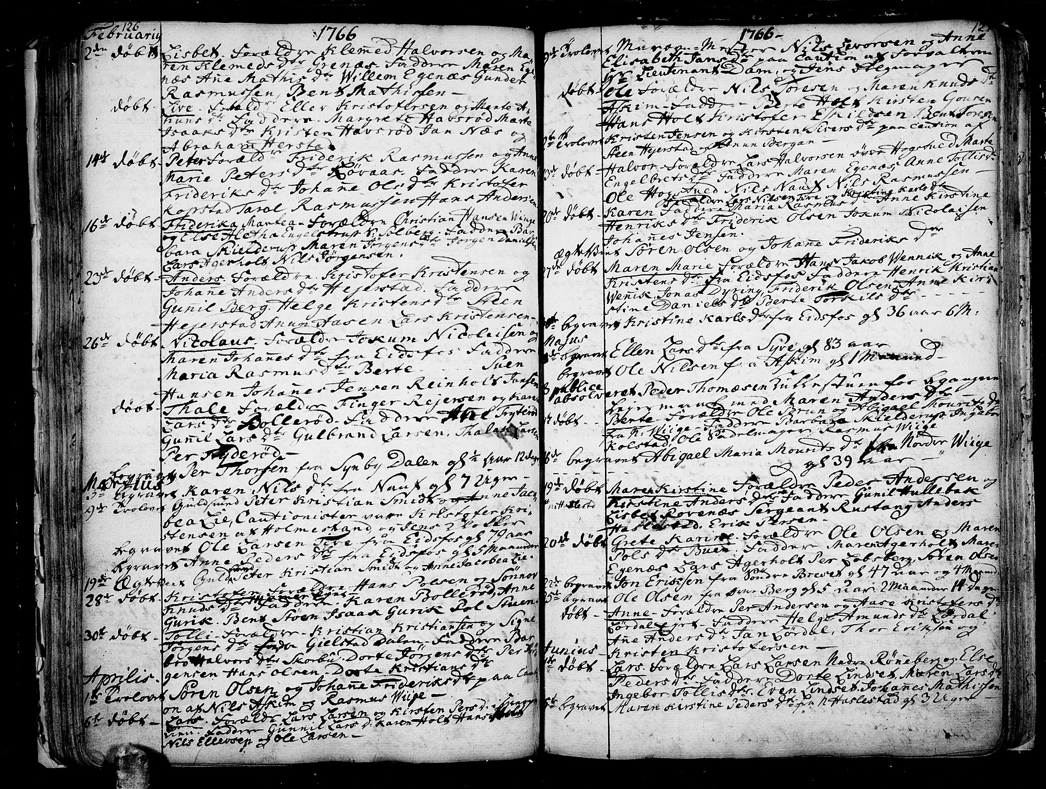 Hof kirkebøker, AV/SAKO-A-64/F/Fa/L0002: Parish register (official) no. I 2, 1746-1781, p. 126-127